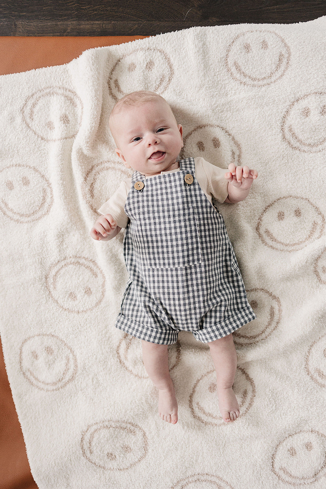 Gingham Short Linen Overalls  Mebie Baby   