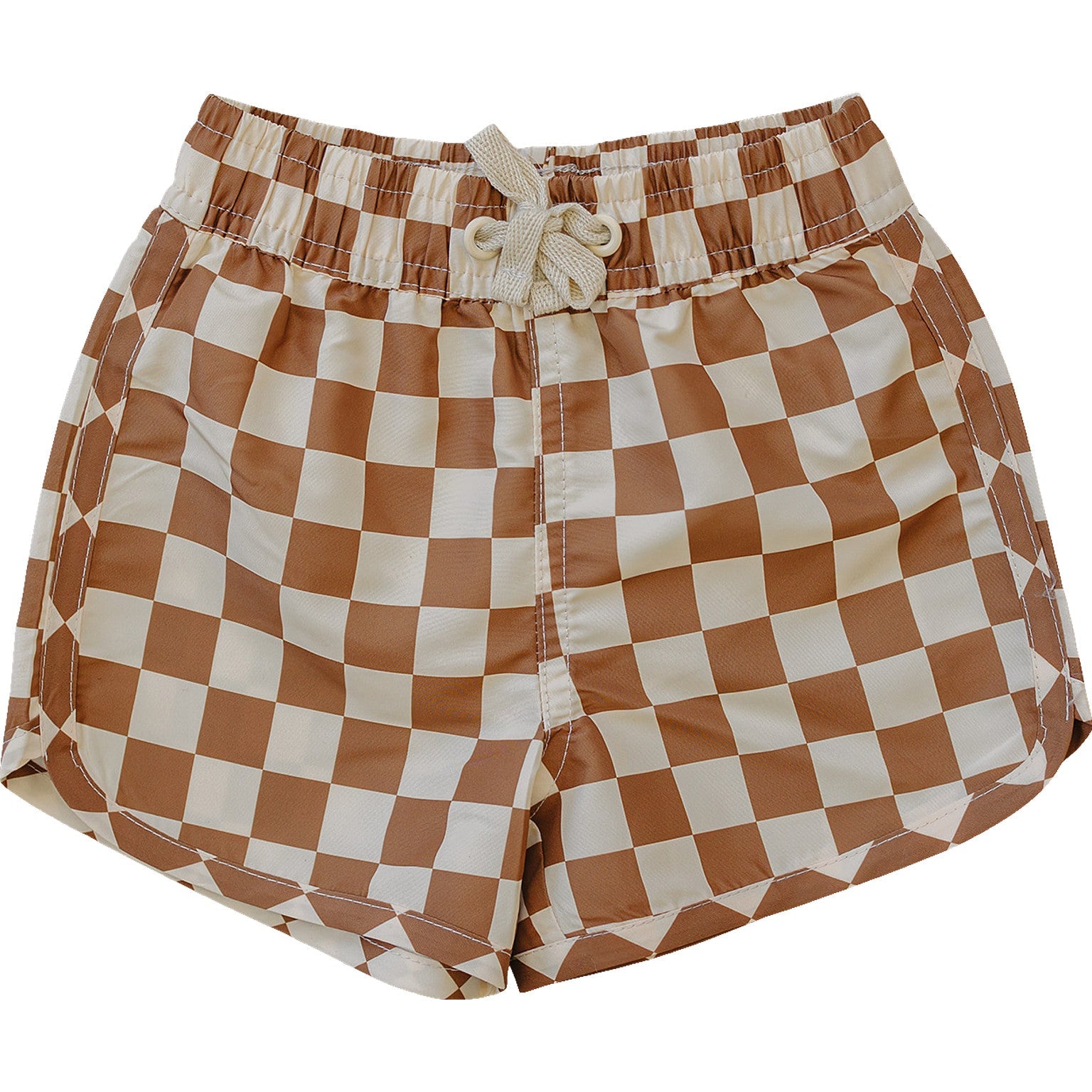 Rust Checkered Swim Shorts  Mebie Baby   