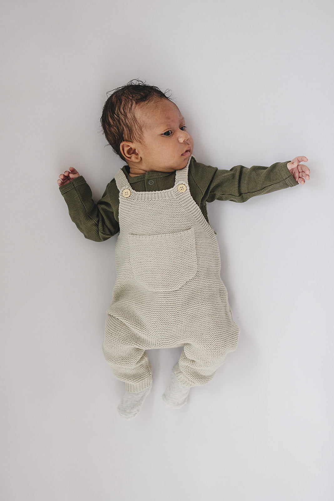 Winter Green Organic Snap Long Sleeve Ribbed Bodysuit  Mebie Baby   