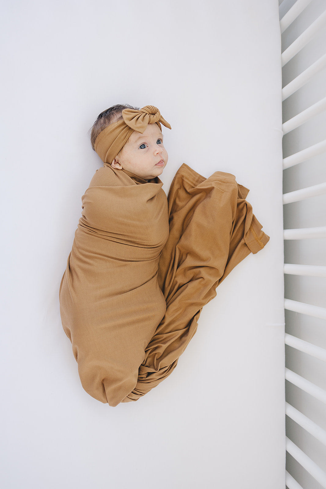 Mustard Bamboo Stretch Swaddle  Mebie Baby   