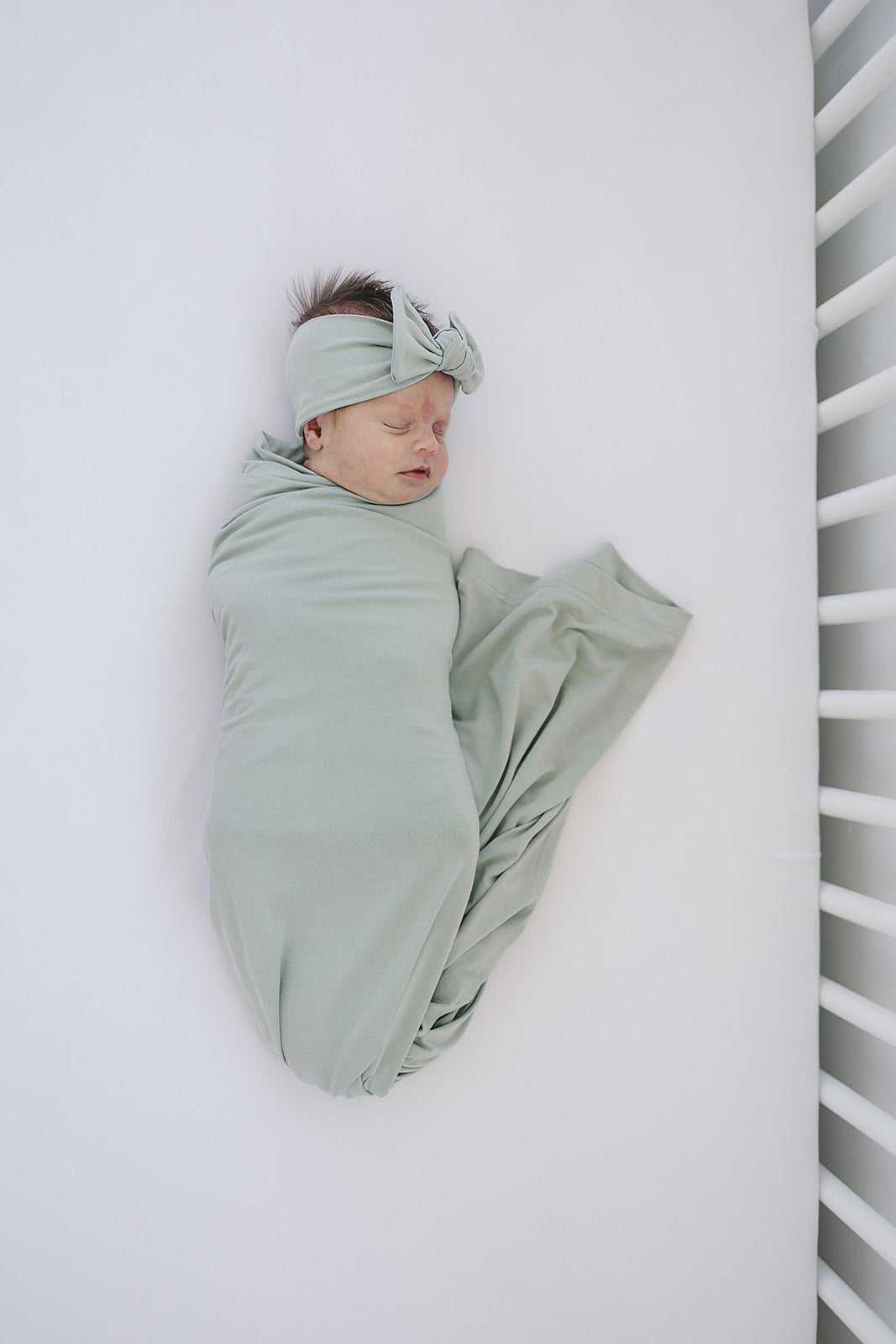 Sage Bamboo Stretch Swaddle  Mebie Baby   