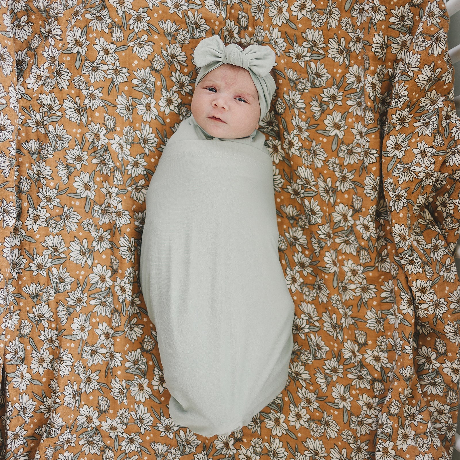 Sage Bamboo Stretch Swaddle  Mebie Baby   