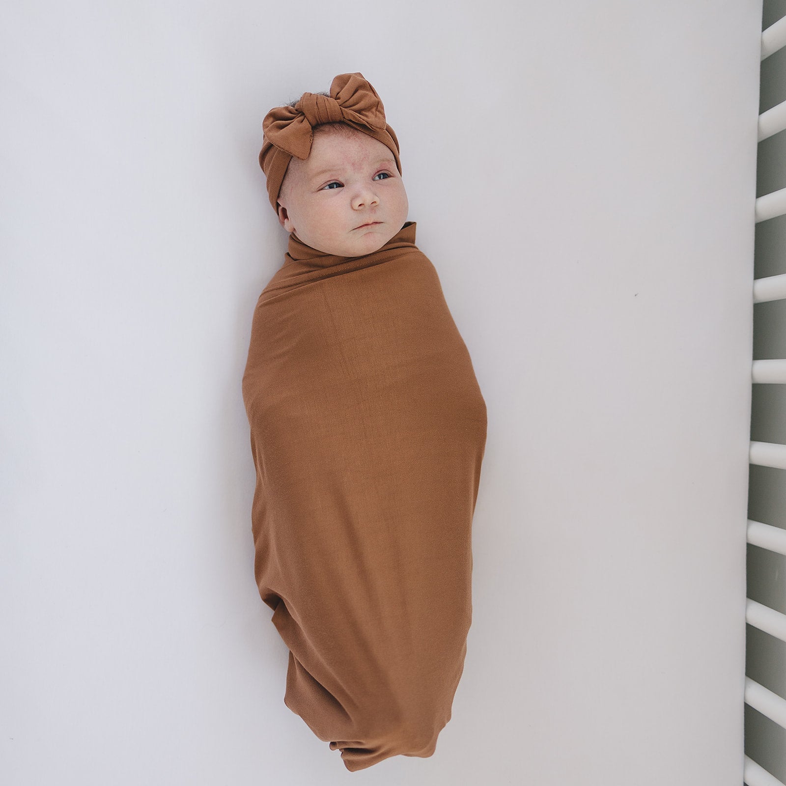 Rust Bamboo Stretch Swaddle  Mebie Baby   