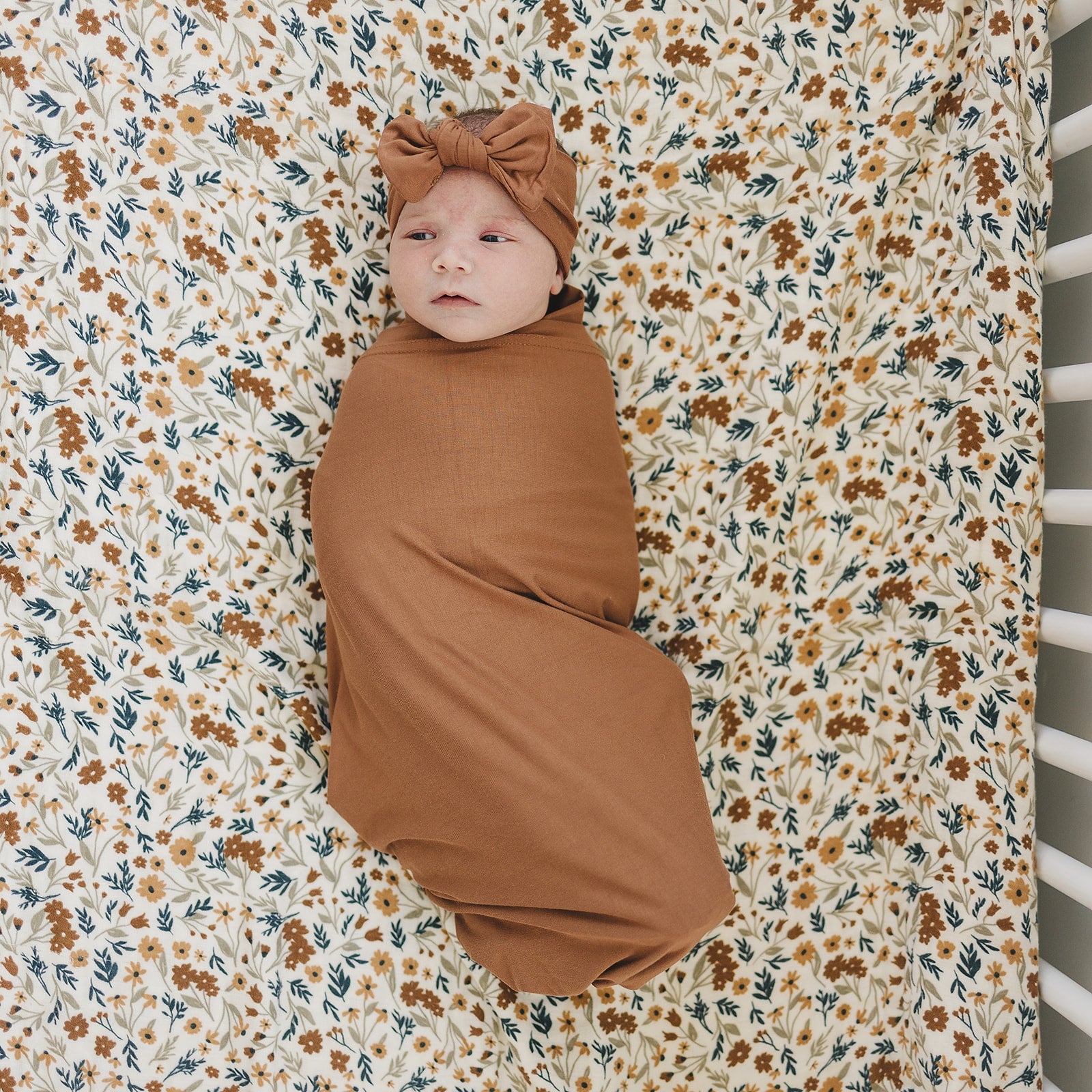 Rust Bamboo Stretch Swaddle  Mebie Baby   