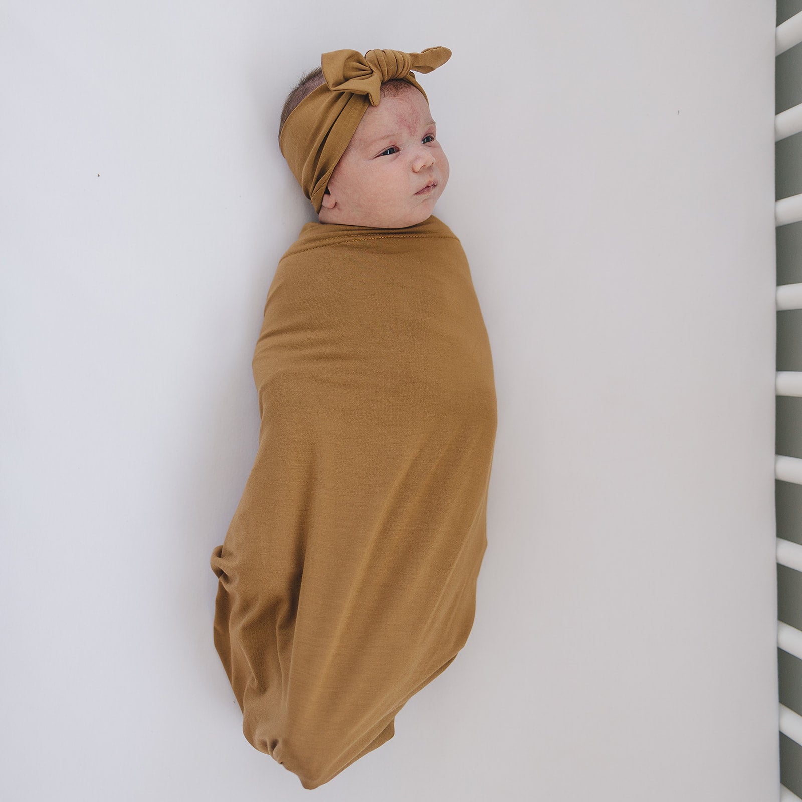 Mustard Bamboo Stretch Swaddle  Mebie Baby   