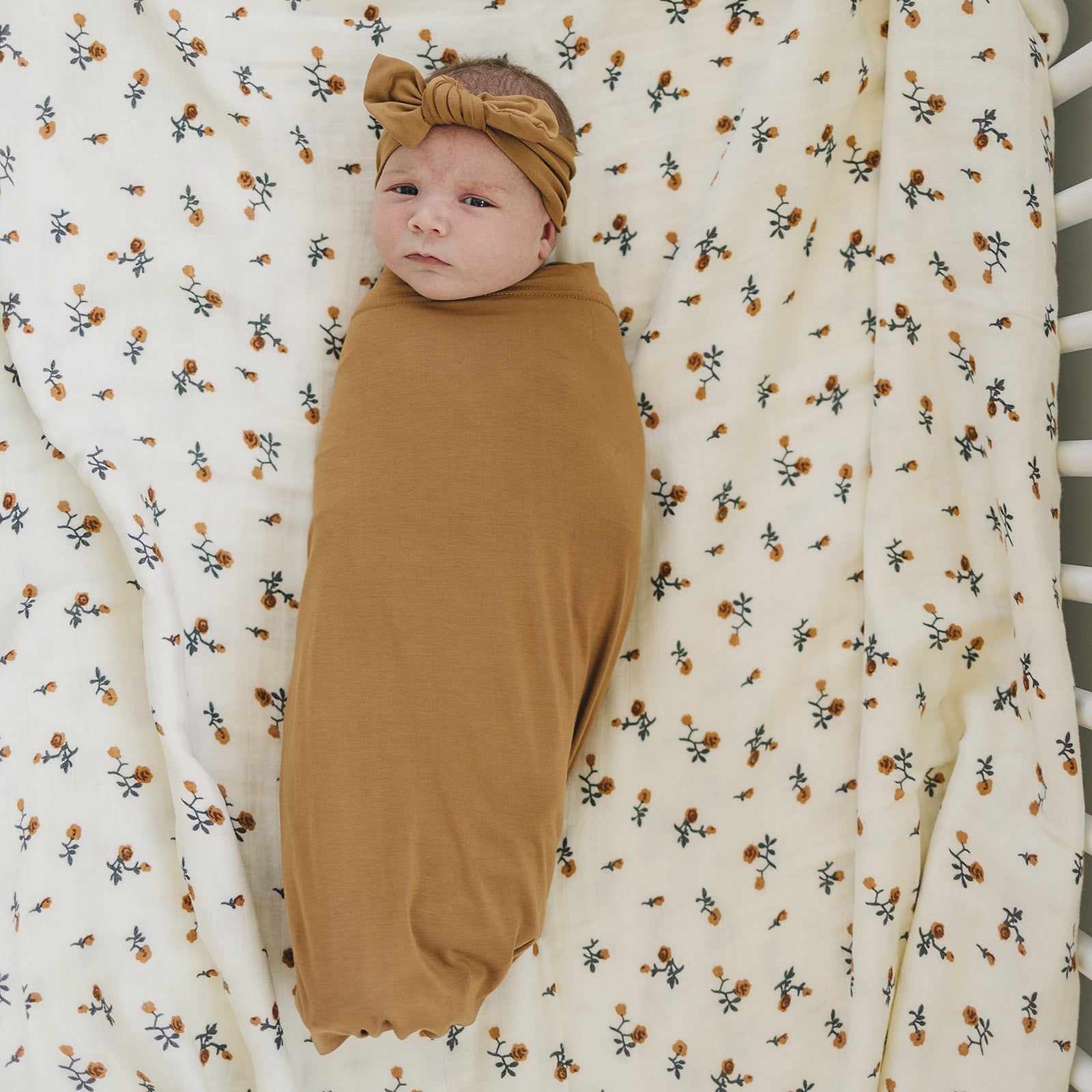 Mustard Bamboo Stretch Swaddle  Mebie Baby   