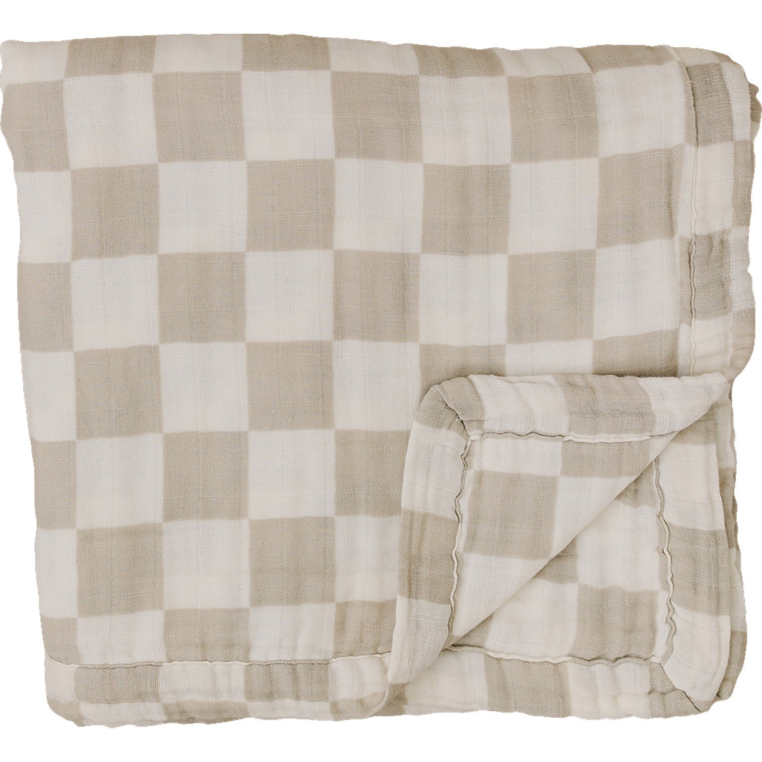 Taupe Checkered Muslin Quilt  Mebie Baby   