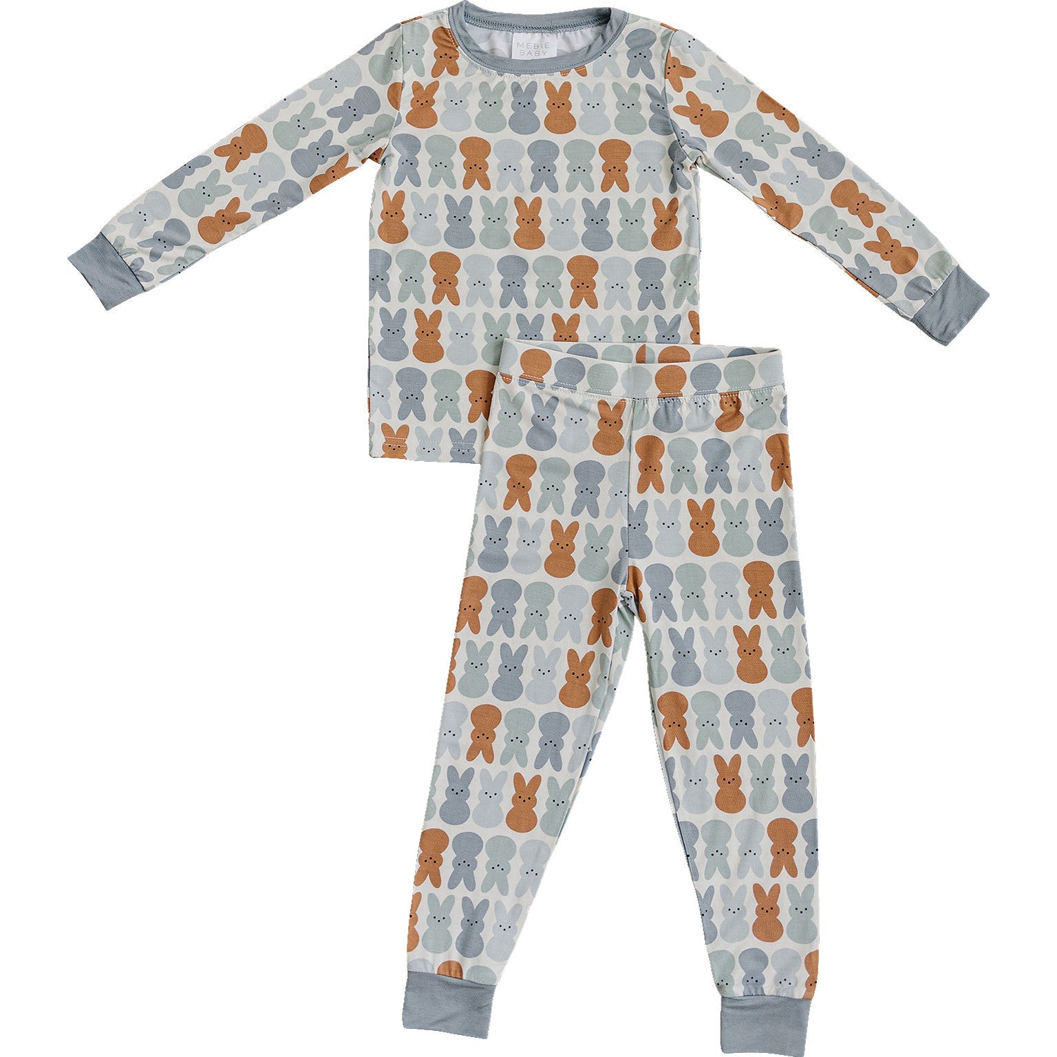 Dusty Blue Bunny Bamboo Two-piece Cozy Set  Mebie Baby   