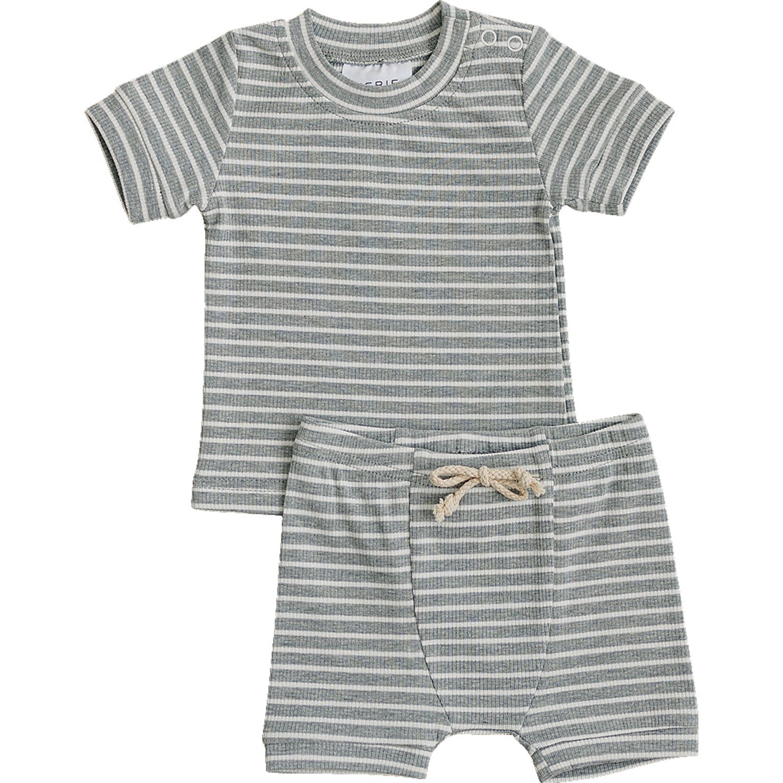 Grey Stripe Ribbed Cozy Short Set  Mebie Baby   