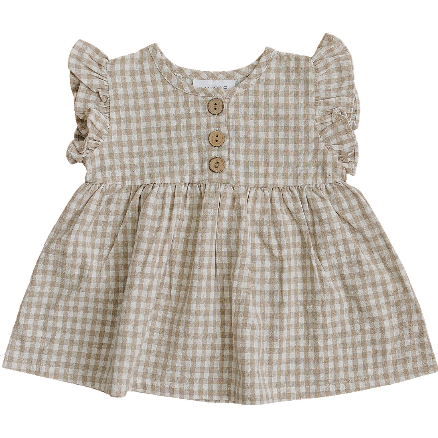 Gingham Ruffle Linen Dress  Mebie Baby   