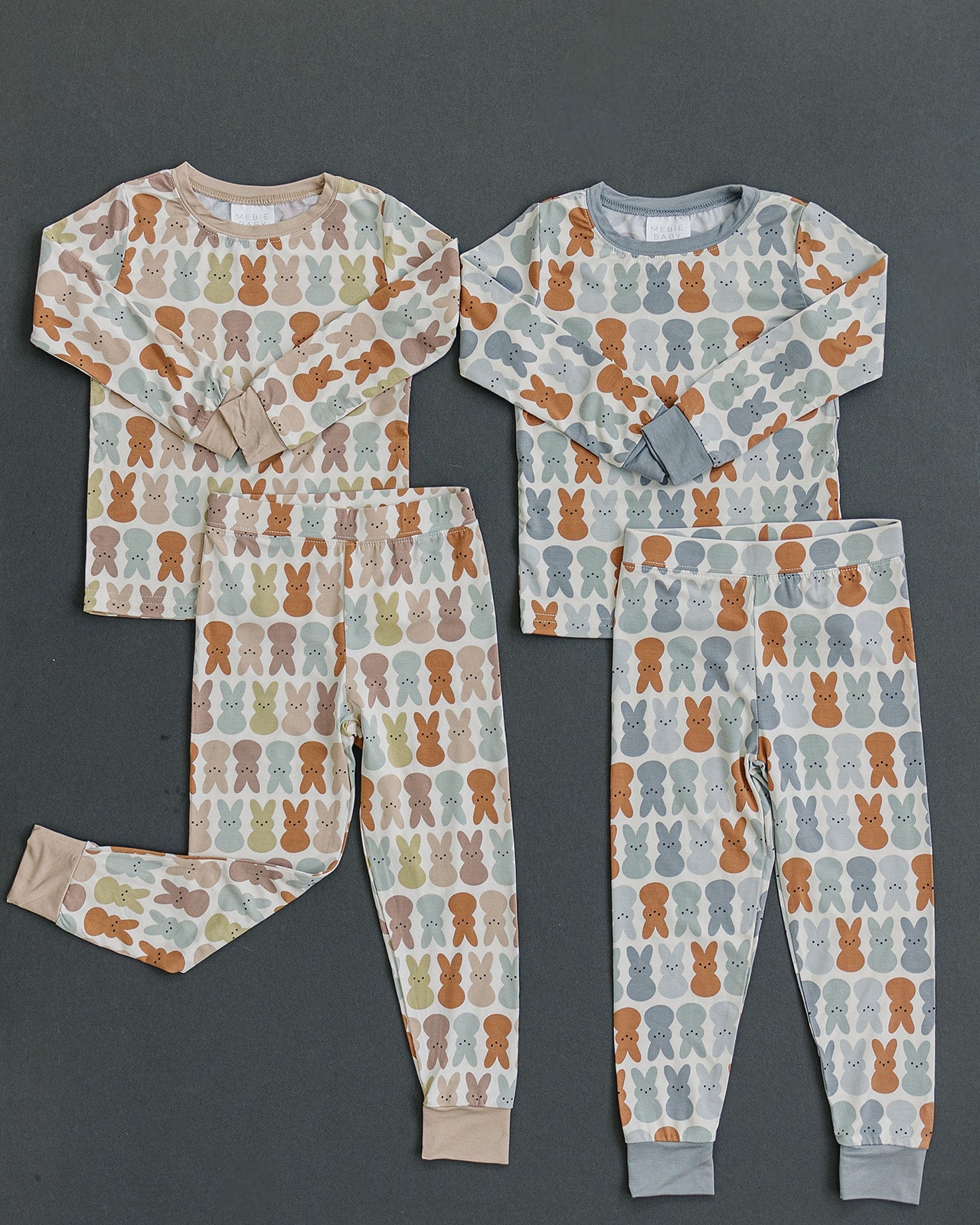 Dusty Blue Bunny Bamboo Two-piece Cozy Set  Mebie Baby   