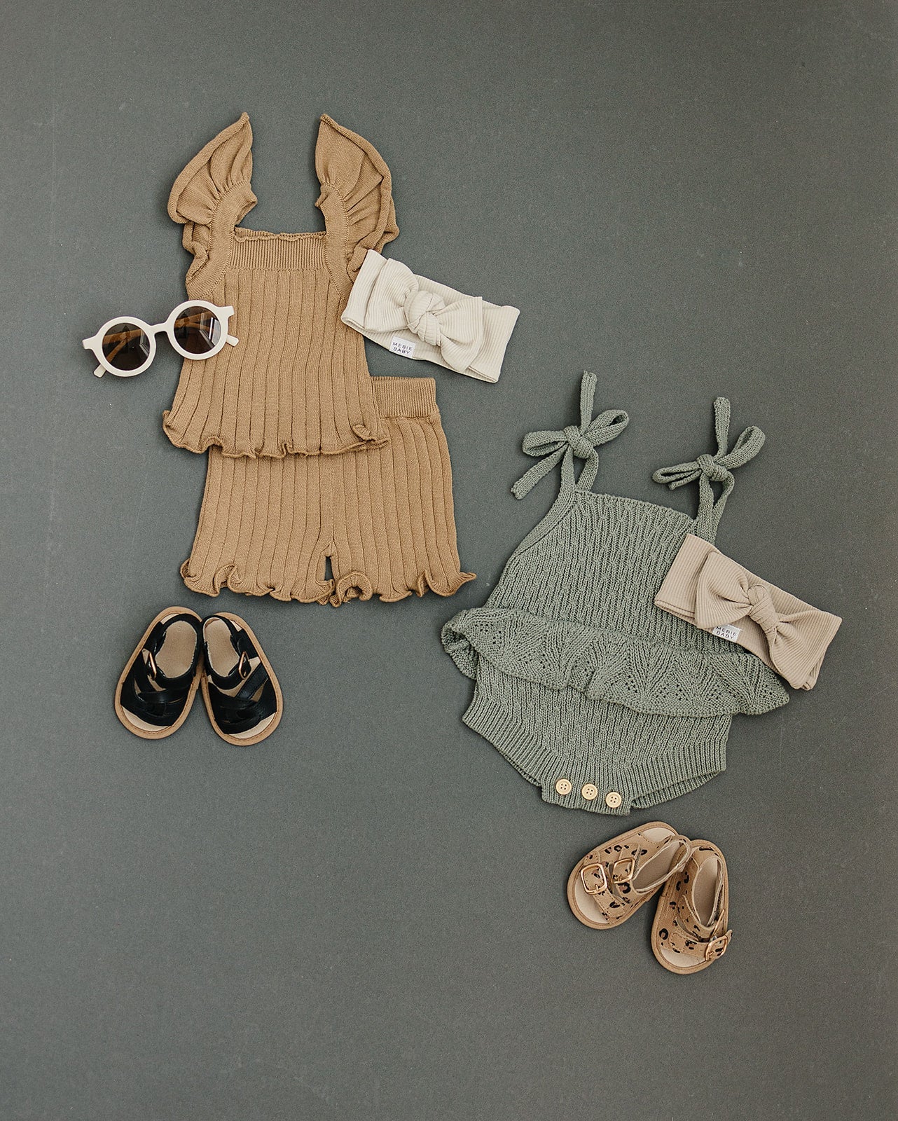 Sage Ruffle Knit Bubble Romper  Mebie Baby   