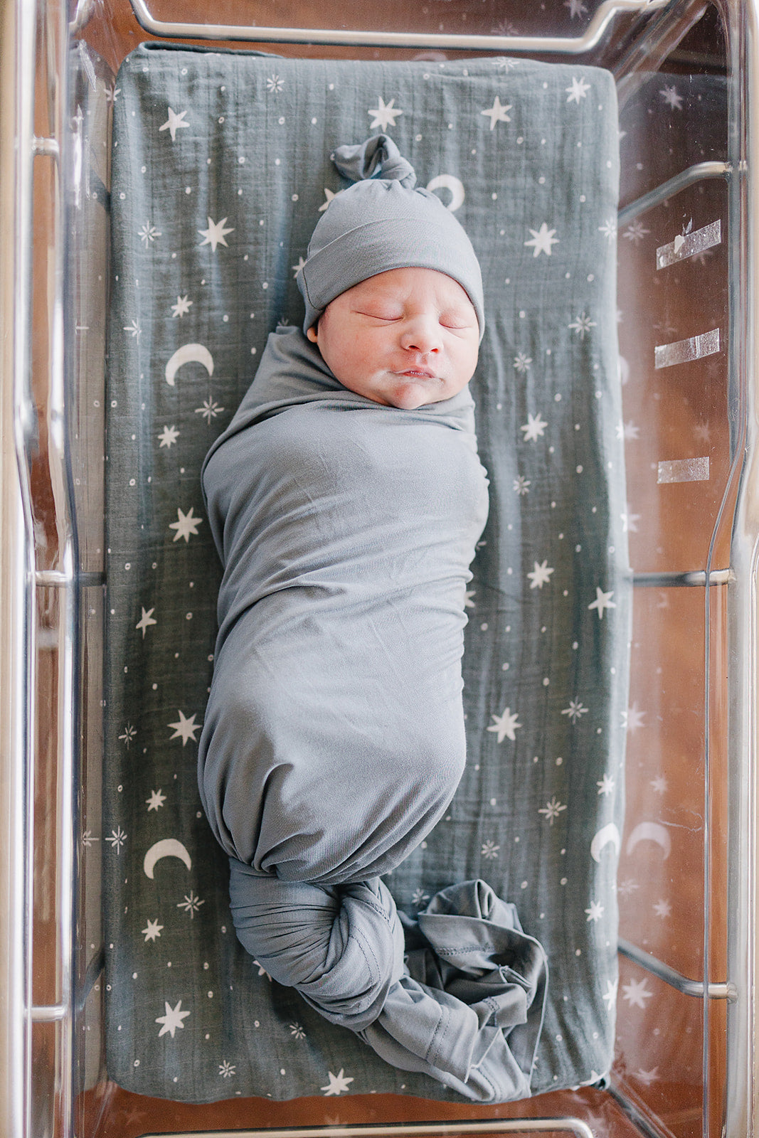 Dusty Blue Bamboo Stretch Swaddle  Mebie Baby   