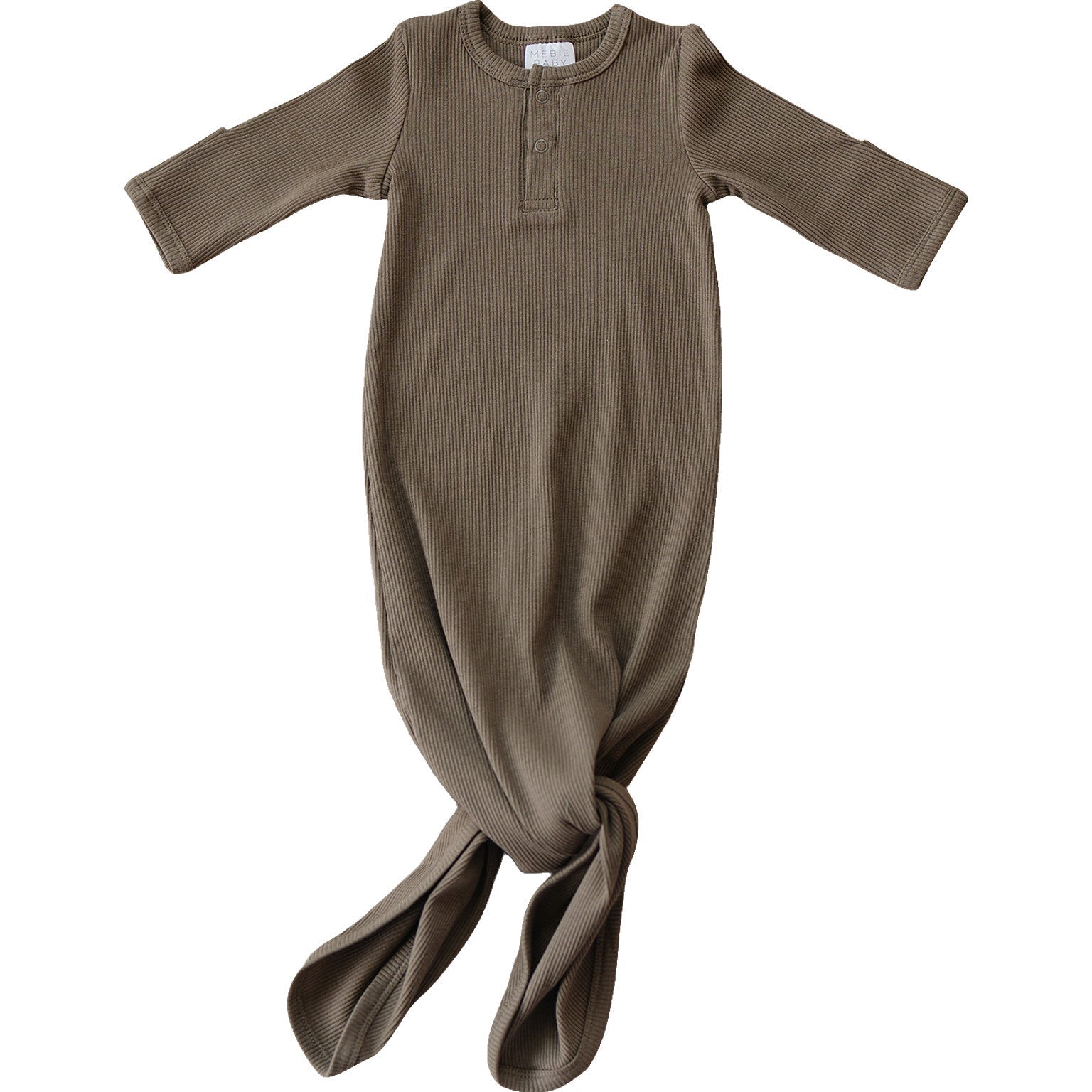 Cocoa Organic Cotton Ribbed Knot Gown  Mebie Baby   