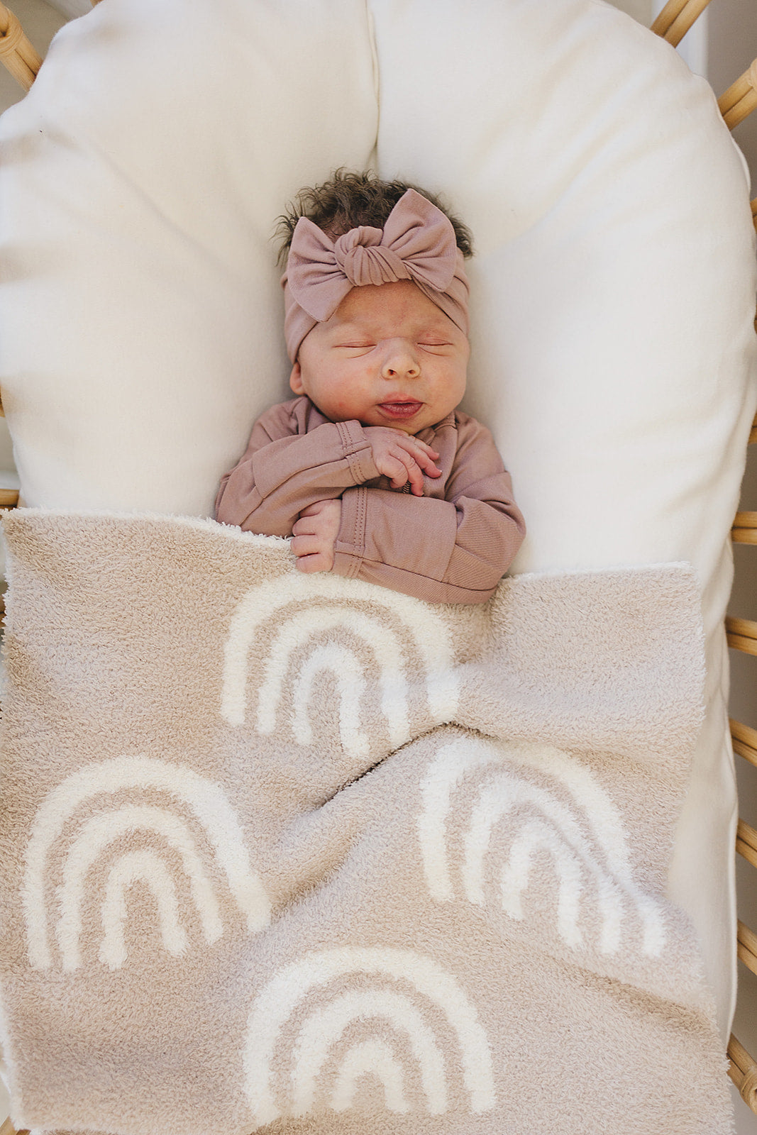 Taupe Rainbow Plush Blanket  Mebie Baby   