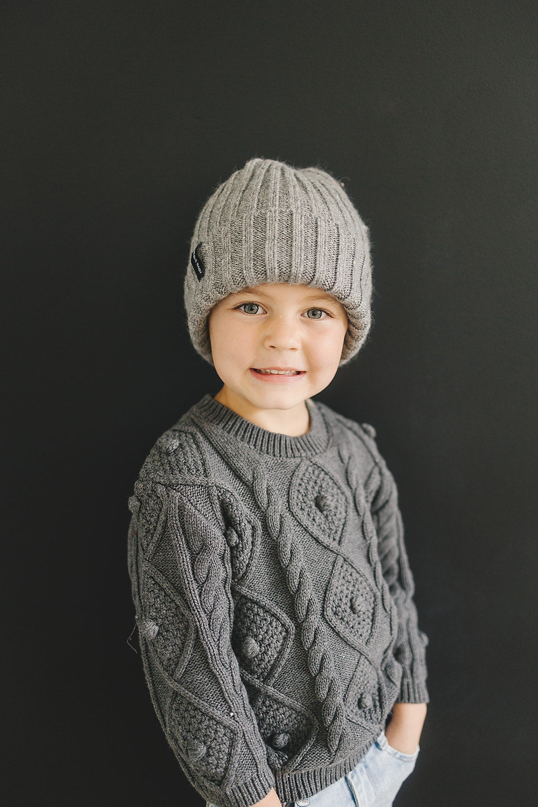 Grey Chunky Knit Beanie  Mebie Baby   