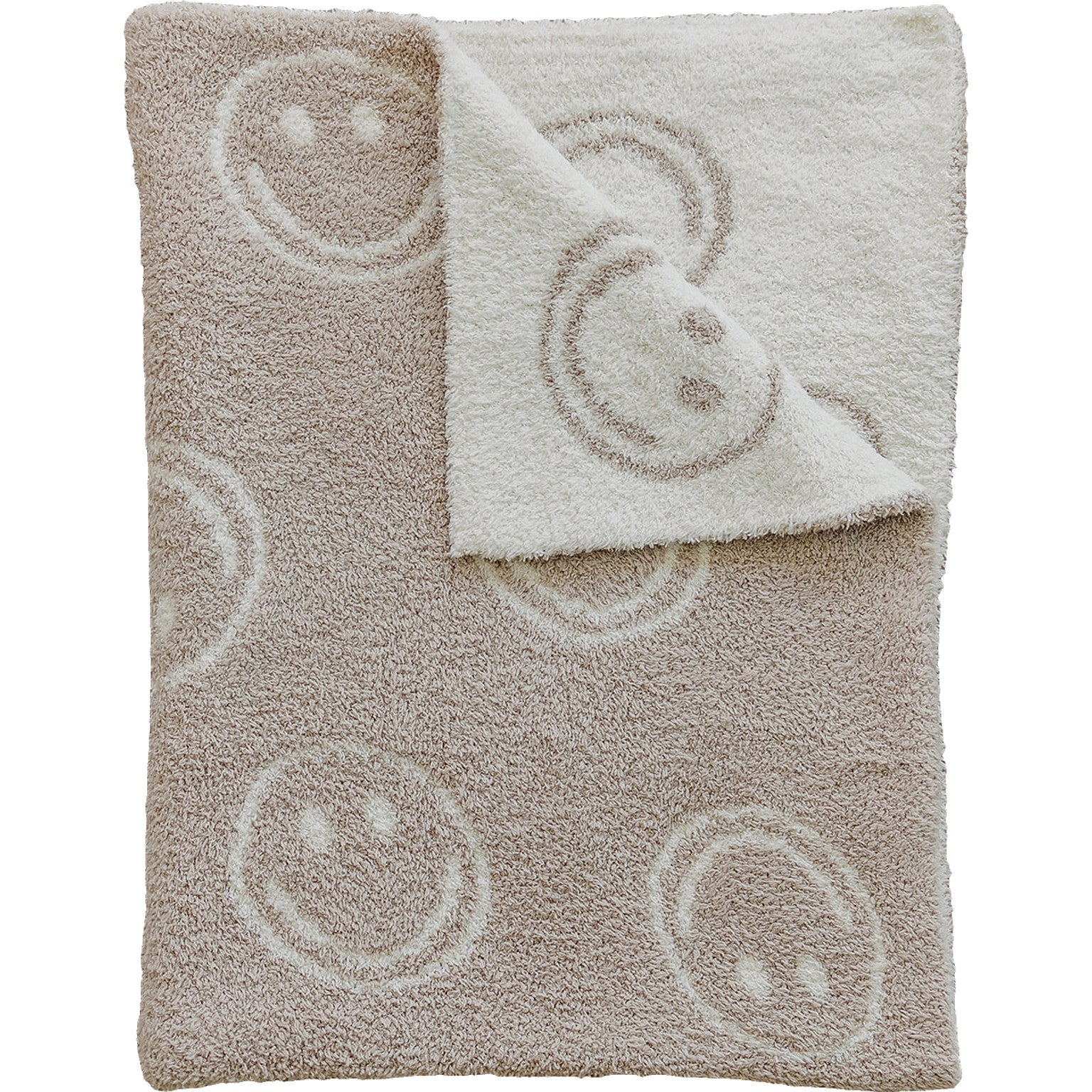 Smiley Taupe Plush Blanket  Mebie Baby   