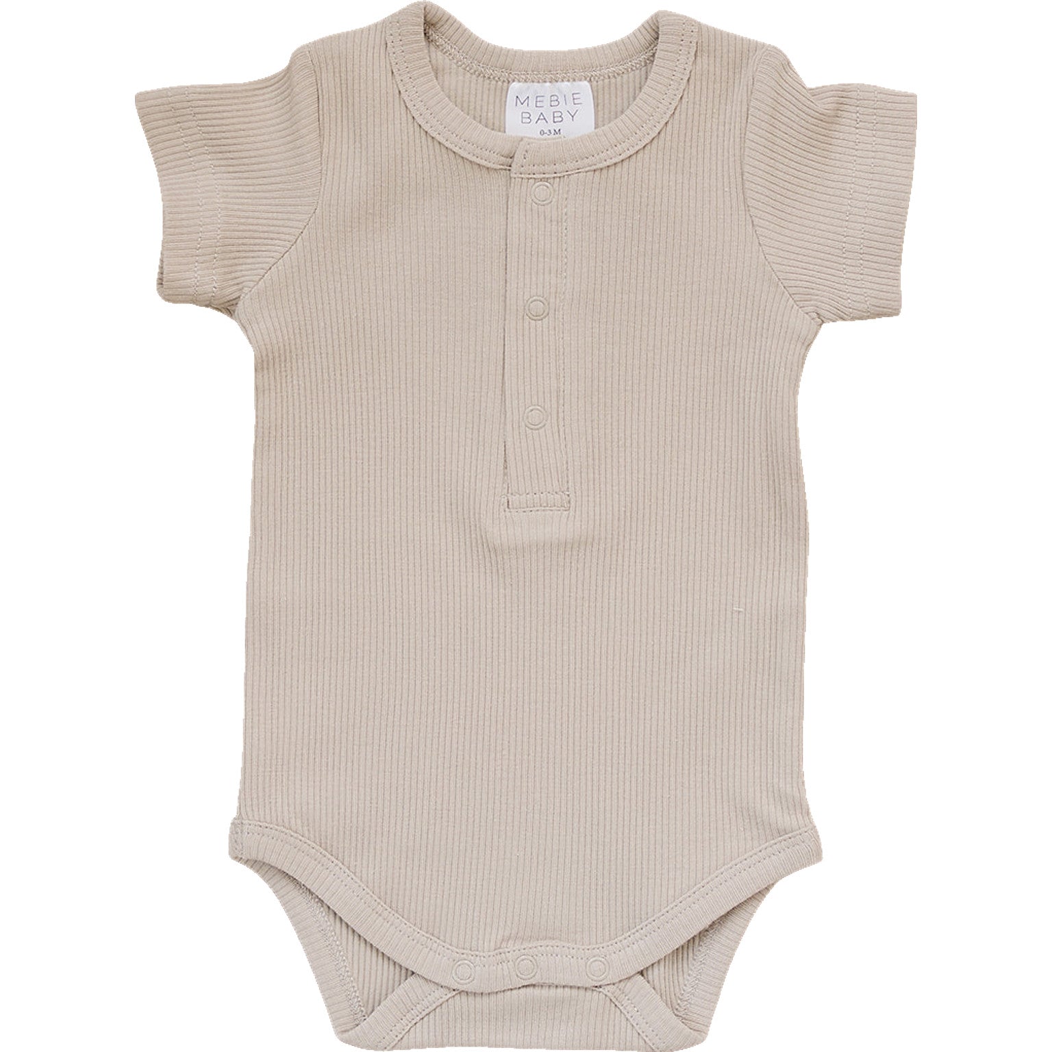 Oatmeal Organic Cotton Ribbed Snap Bodysuit  Mebie Baby   