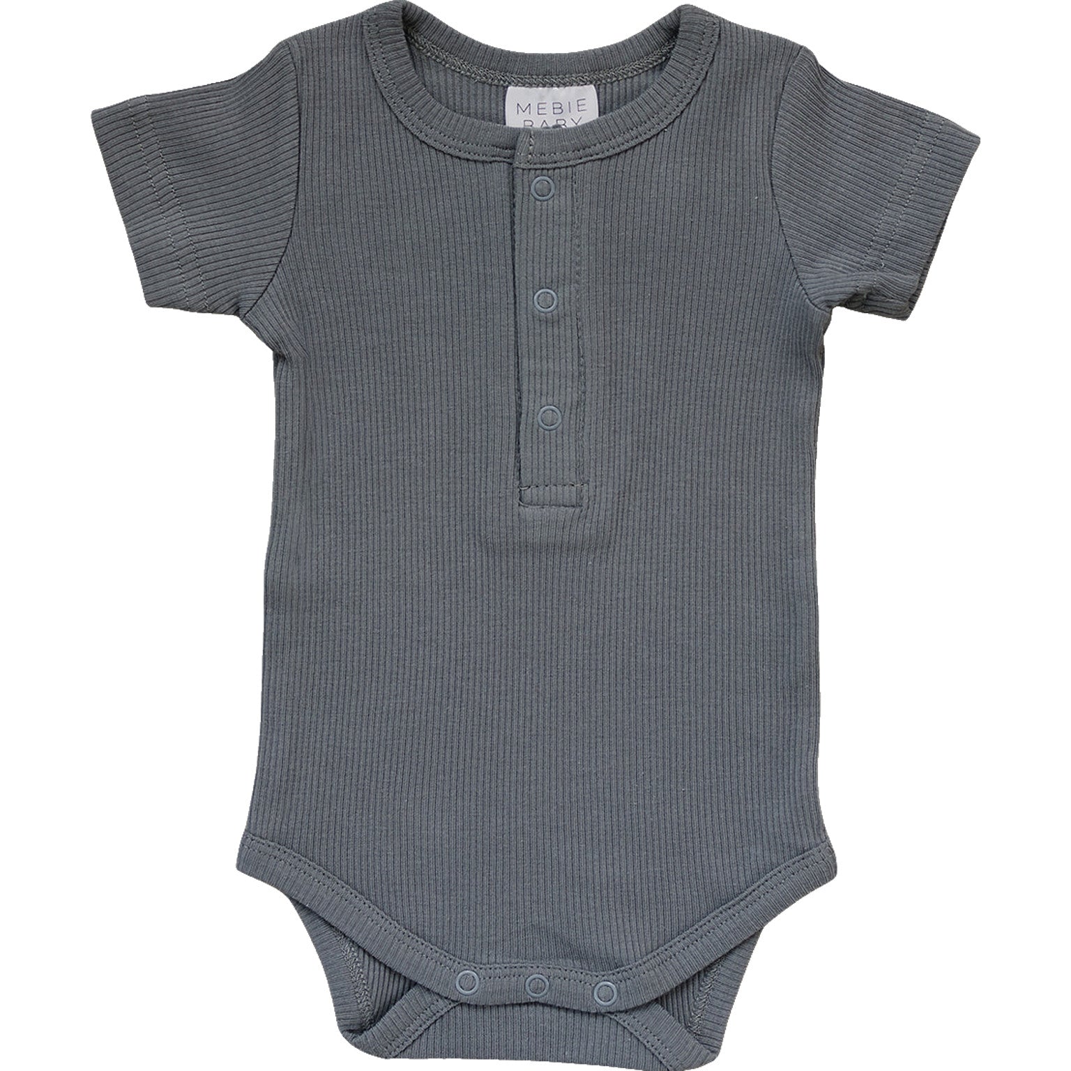 Grey Organic Cotton Ribbed Snap Bodysuit  Mebie Baby   