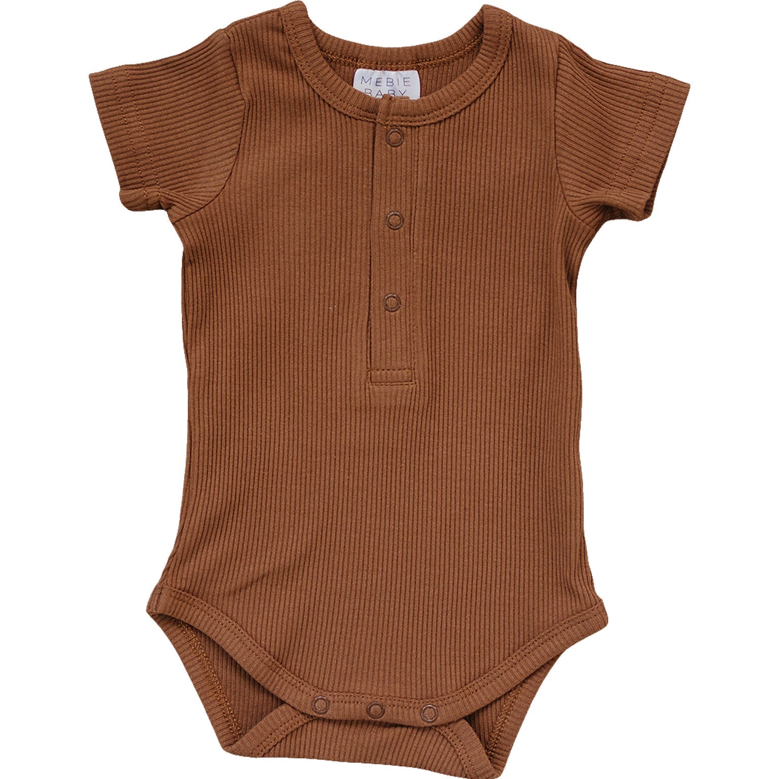 Rust Organic Cotton Ribbed Snap Bodysuit  Mebie Baby   