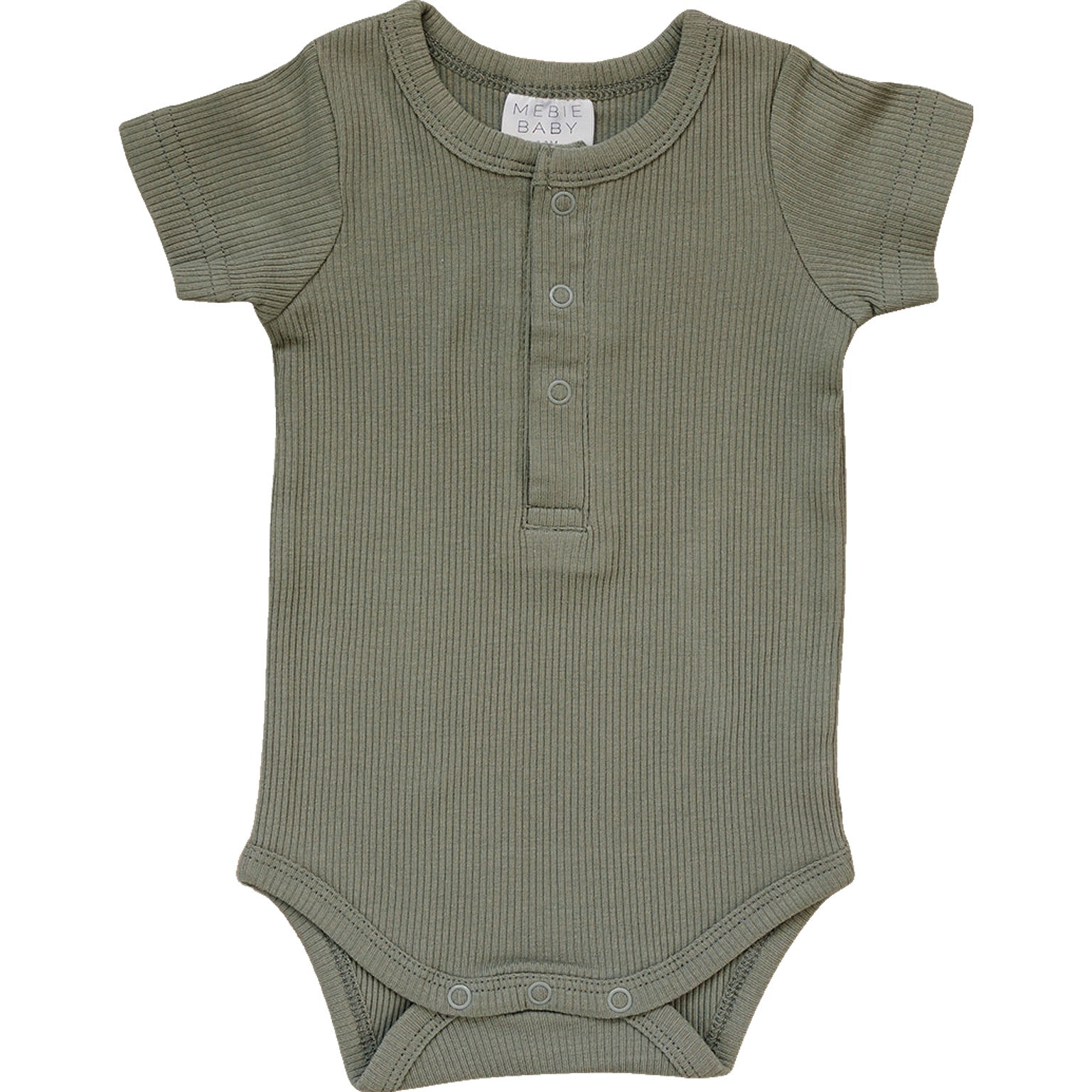 Green Organic Cotton Ribbed Snap Bodysuit  Mebie Baby   