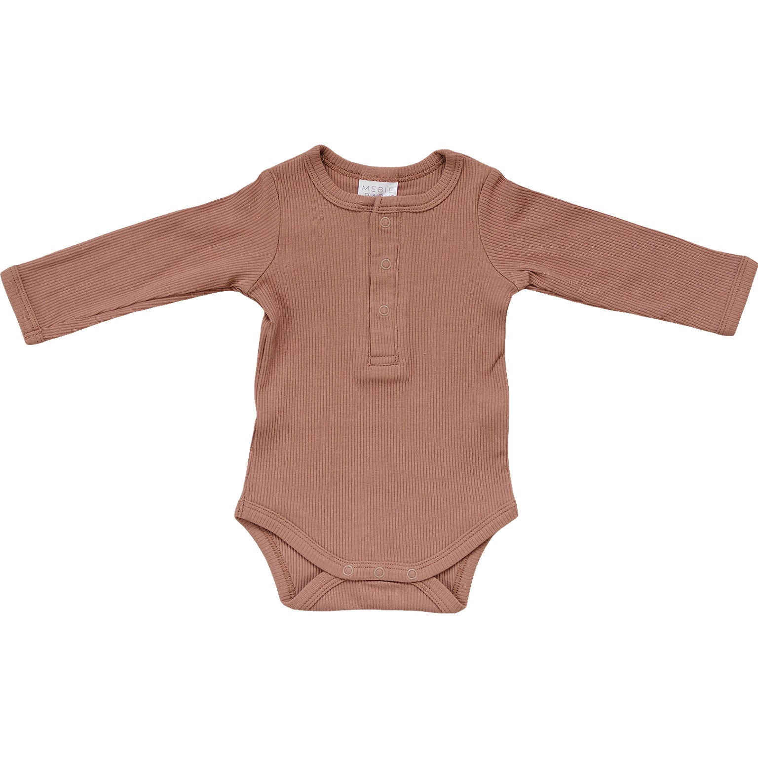 Dusty Rose Organic Snap Long Sleeve Ribbed Bodysuit  Mebie Baby   