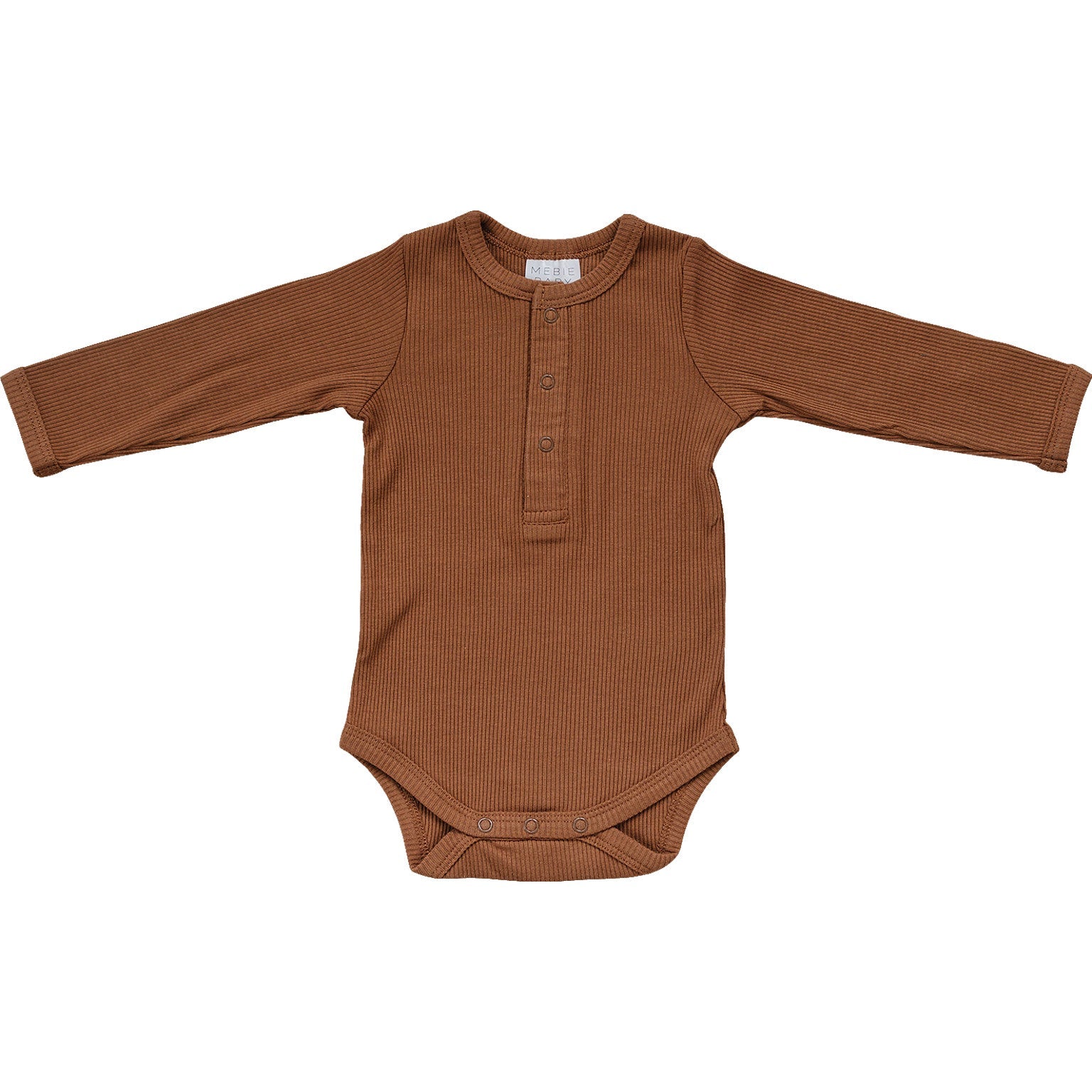 Rust Organic Snap Long Sleeve Ribbed Bodysuit  Mebie Baby   