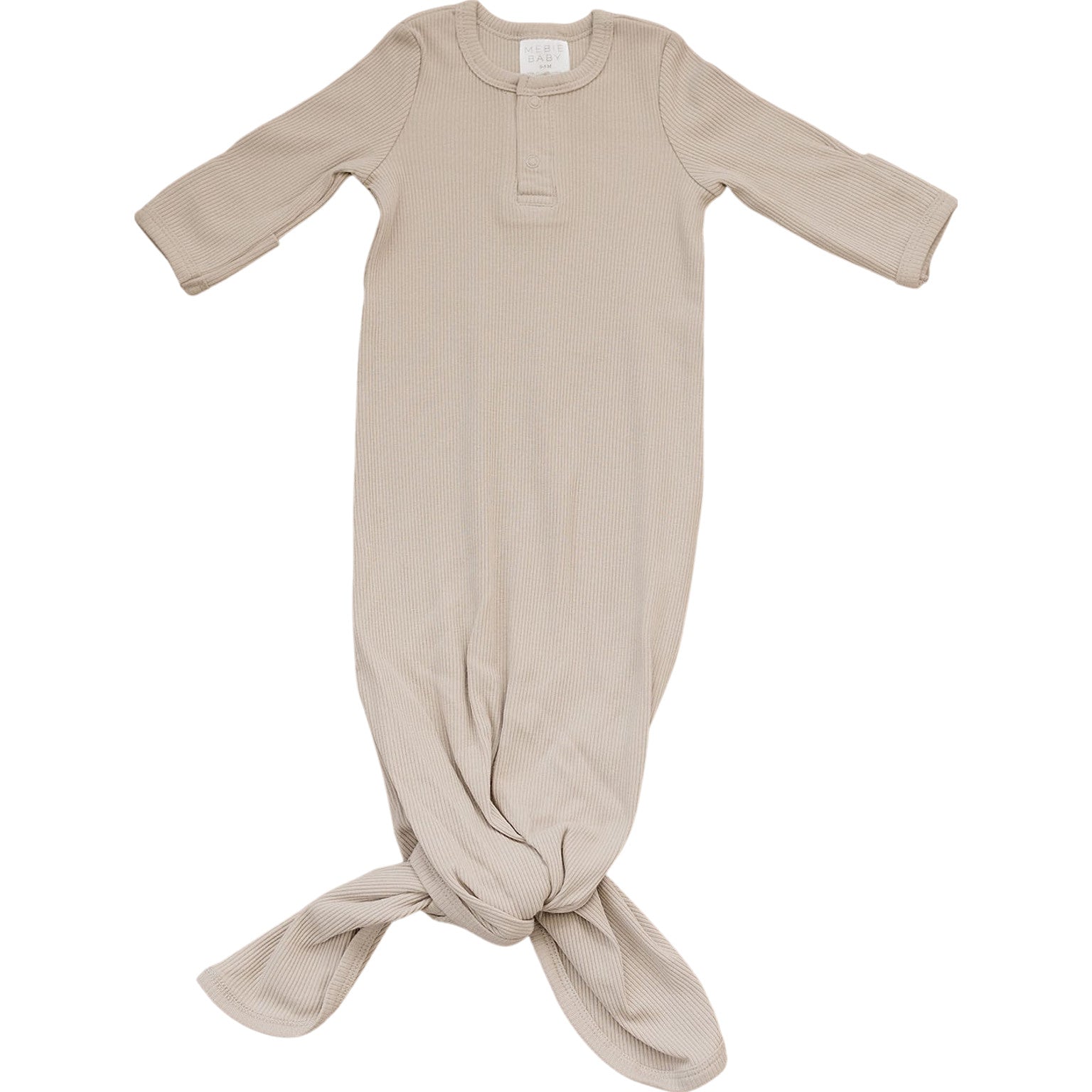 Oatmeal Organic Cotton Ribbed Knot Gown  Mebie Baby   