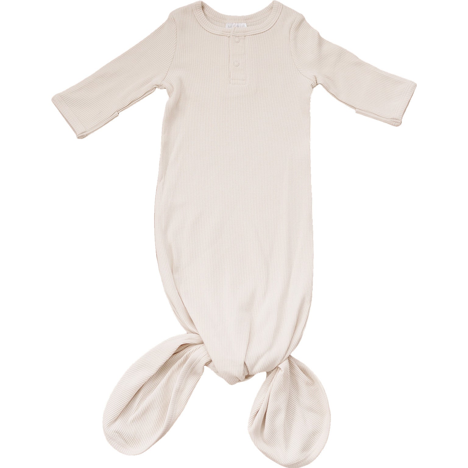 Vanilla Organic Cotton Ribbed Knot Gown  Mebie Baby   