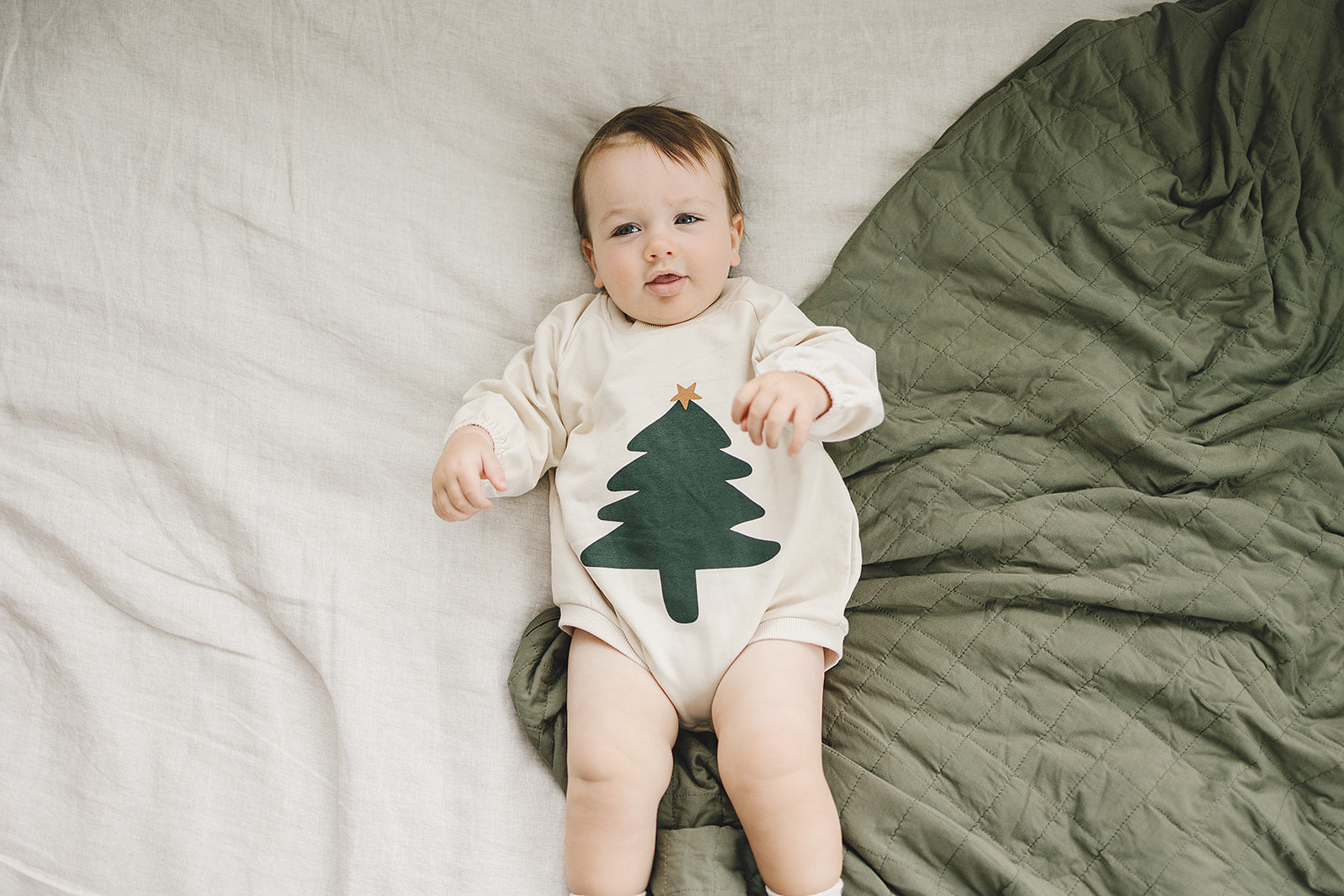 Christmas Tree French Terry Bubble Romper  Mebie Baby   