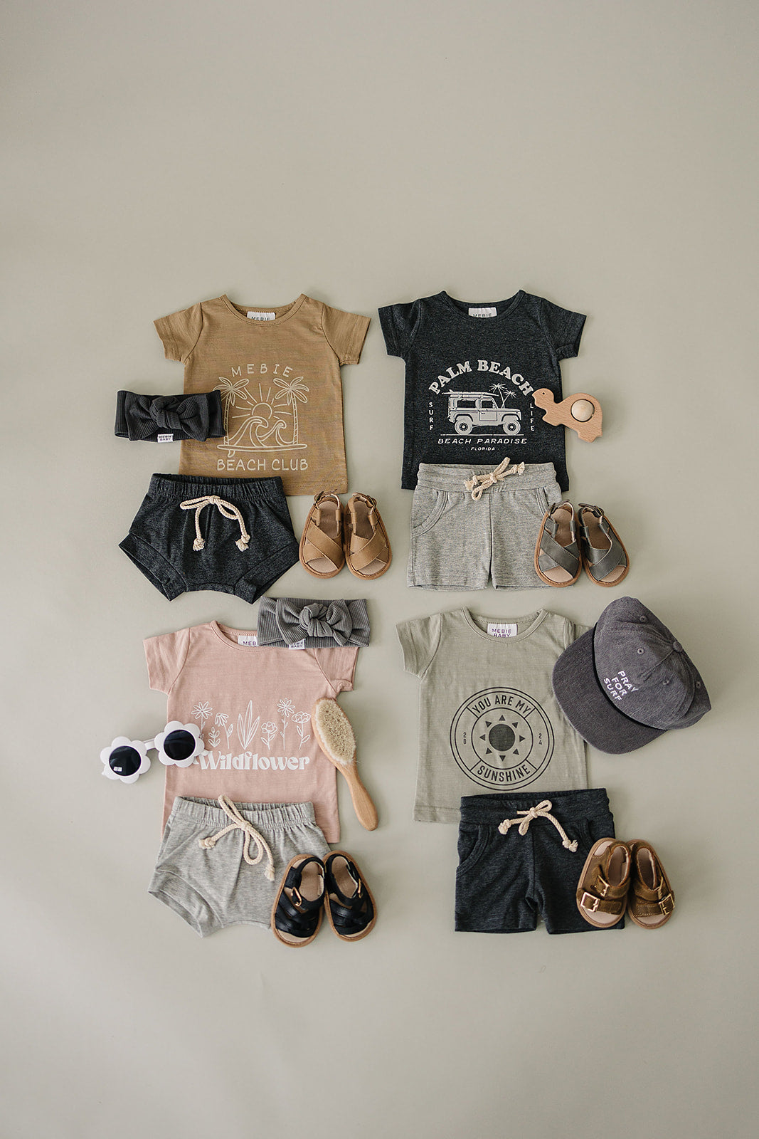 Heather Grey Cotton Shorts  Mebie Baby   