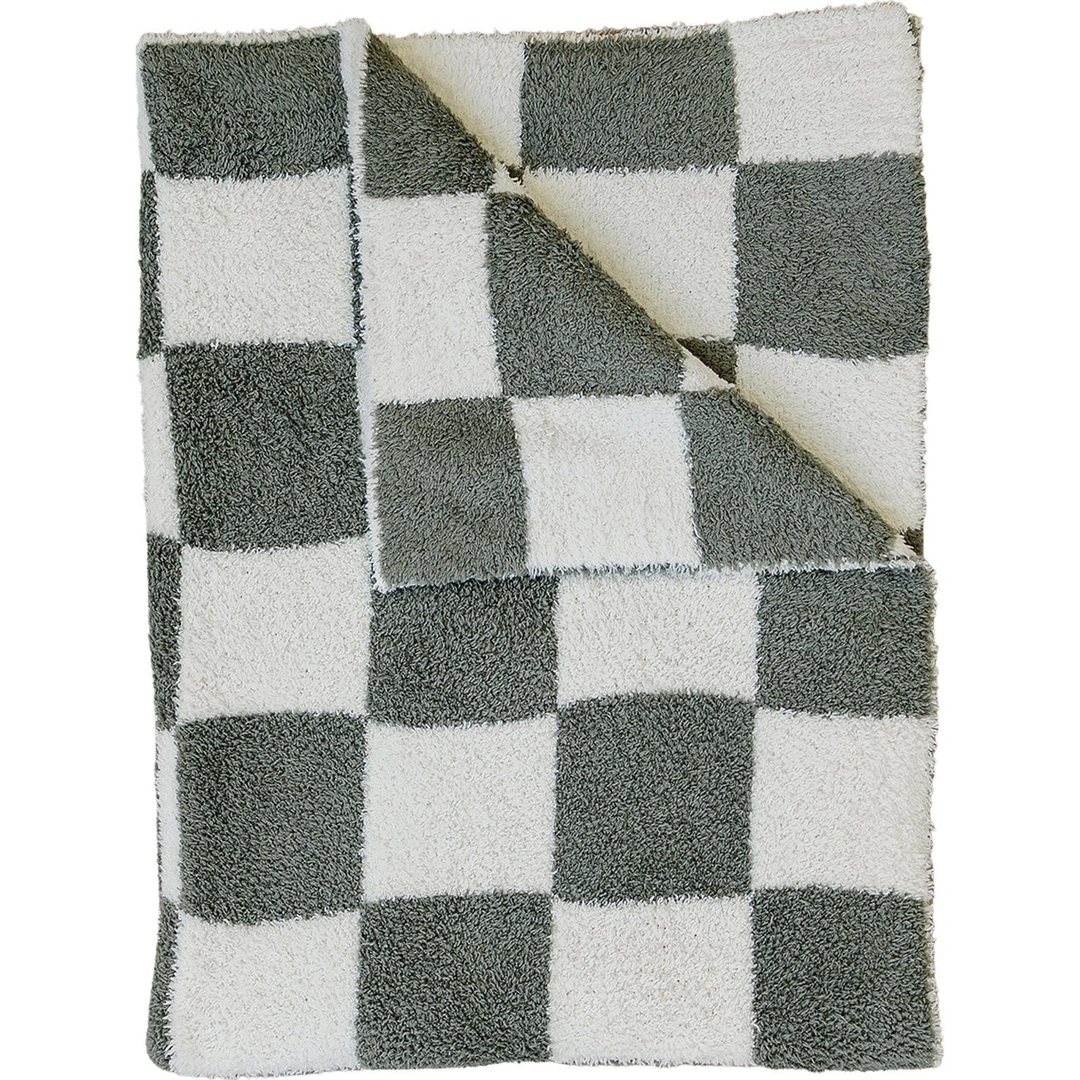 Green Checkered Plush Blanket  Mebie Baby   