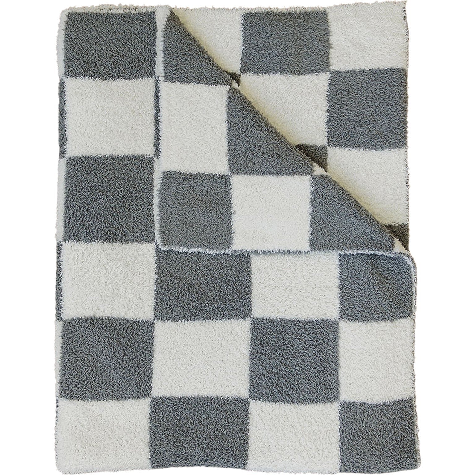 Charcoal Checkered Plush Blanket  Mebie Baby   