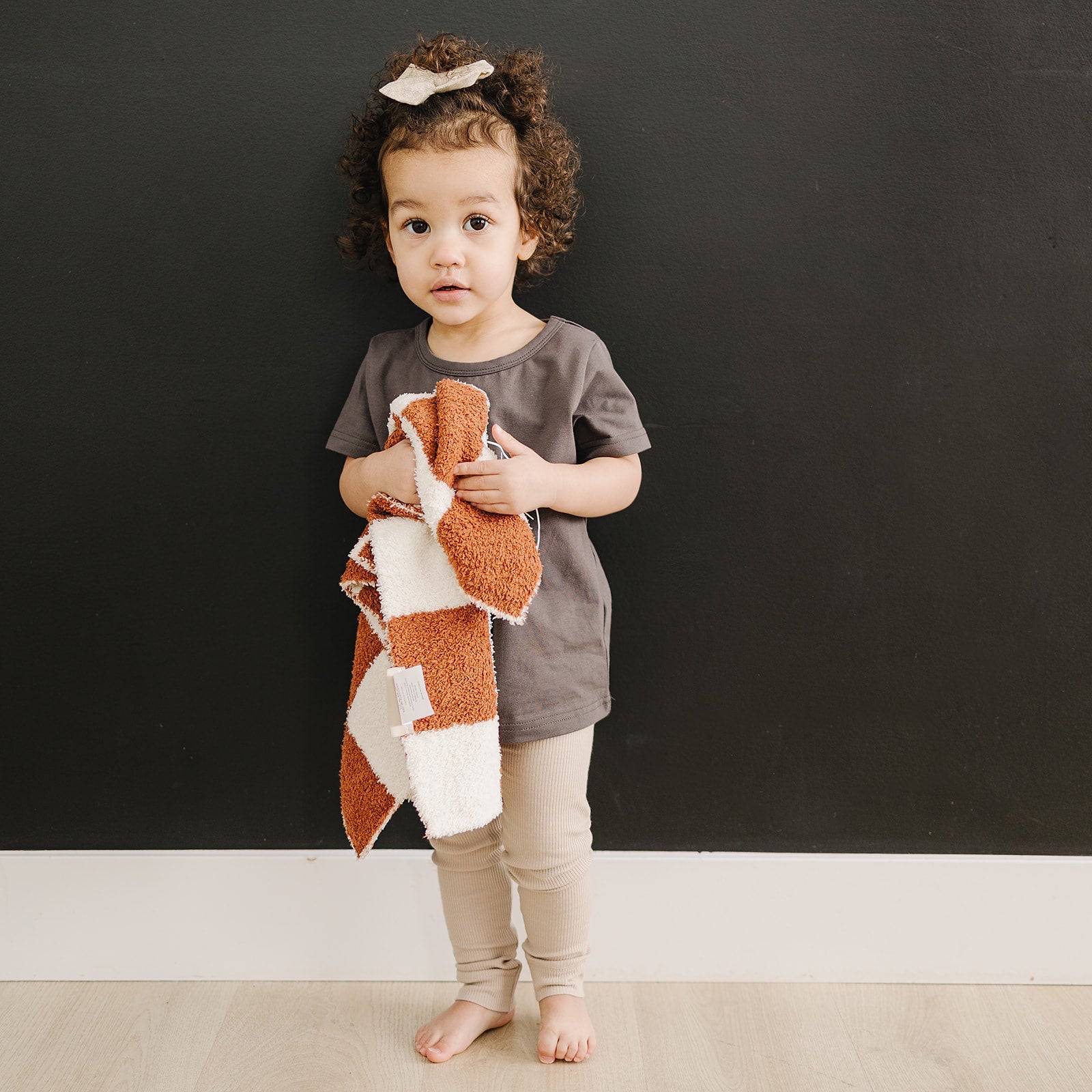 Rust Checkered Plush Blanket  Mebie Baby   