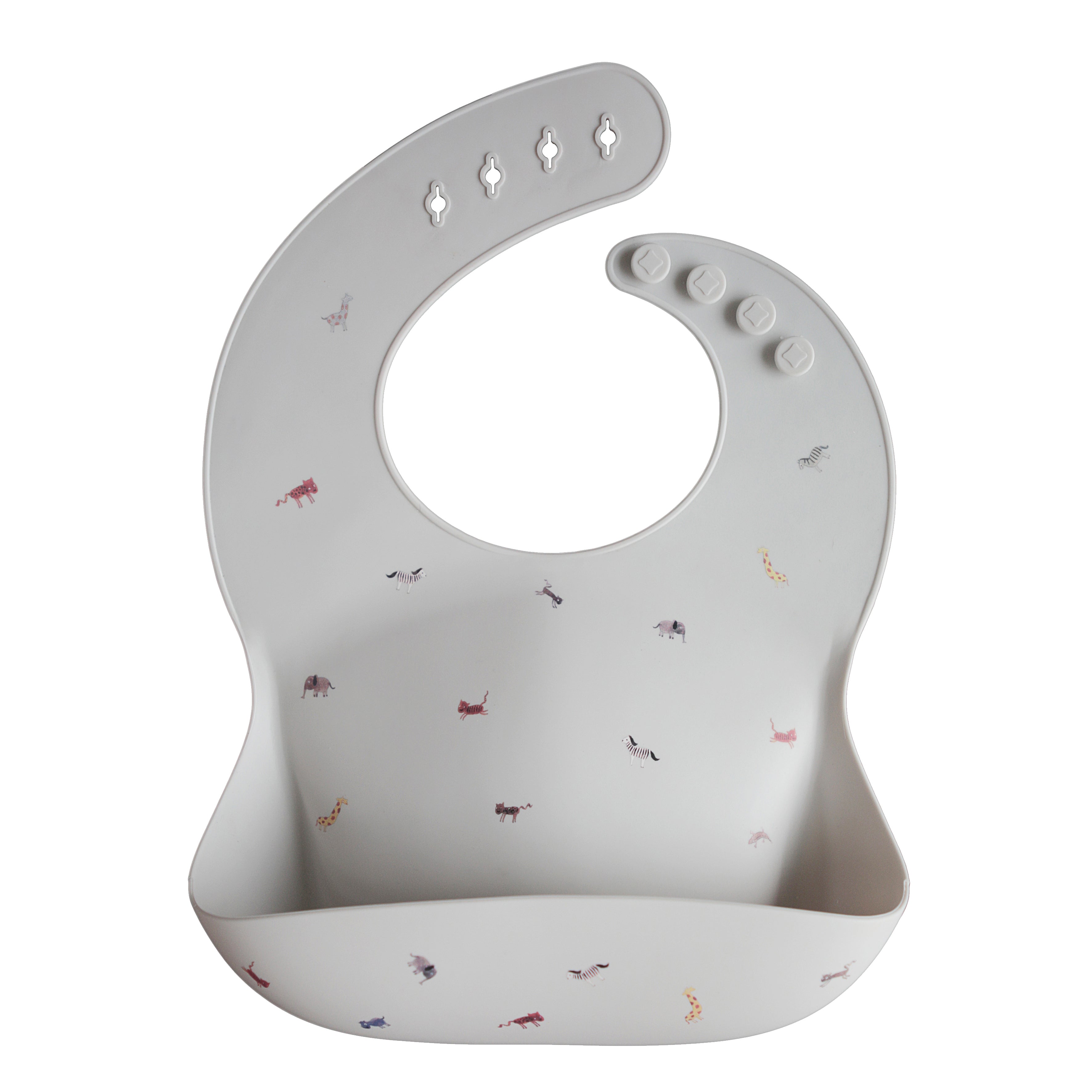 Silicone Baby Bib Silicone Bib Mushie Safari Light Gray  