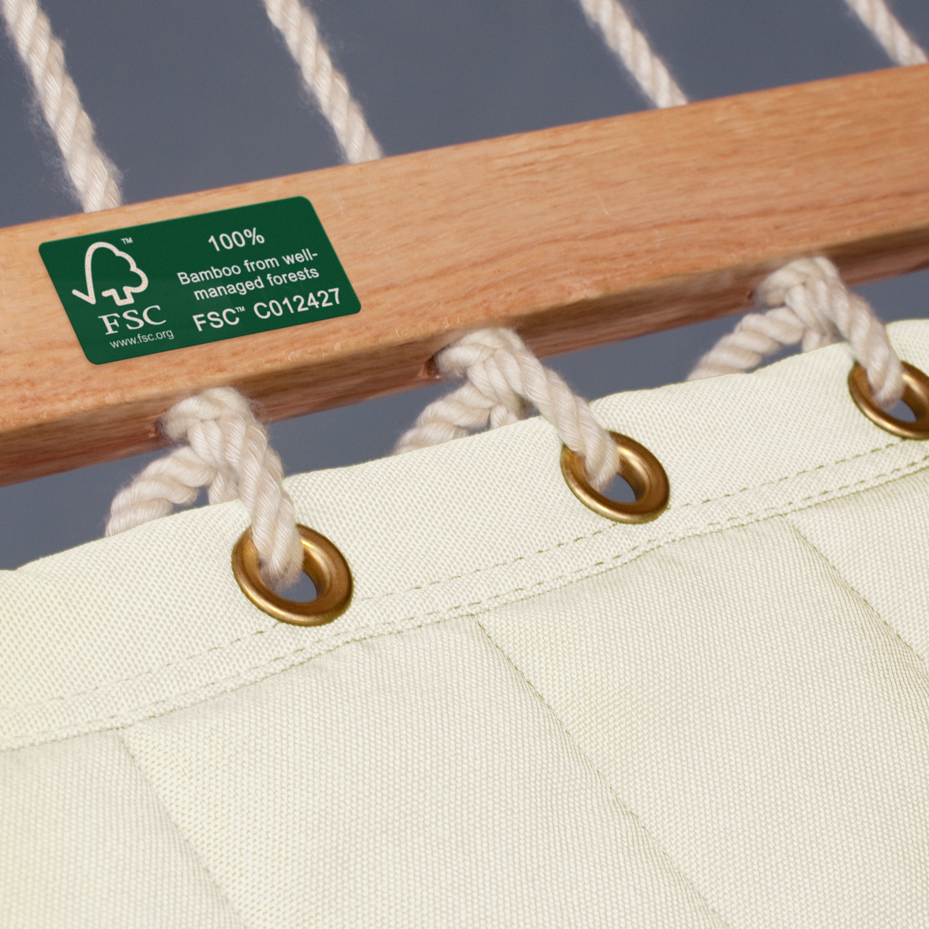 Nautico Anthracite Outdoor R Padded Vanilla - Padded Kingsize Spreader Bar Hammock with Powder Coated Steel Stand