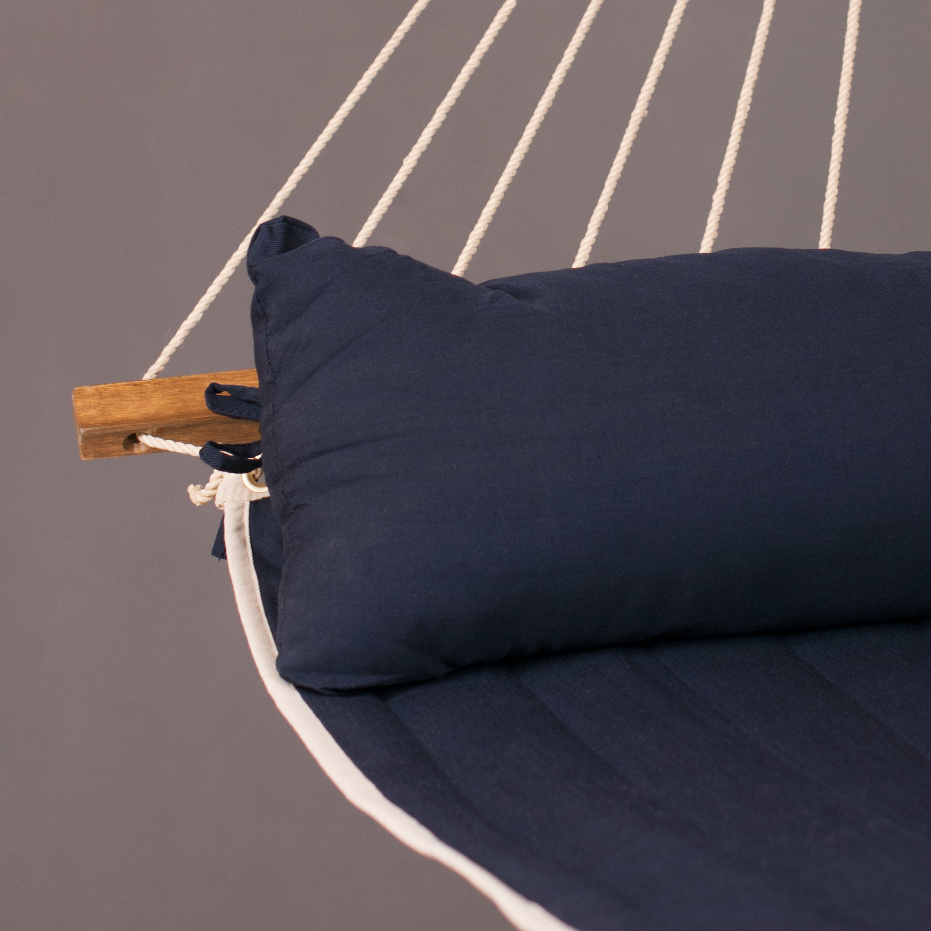 Nautico Cool Grey Outdoor R Padded Navy Blue - Padded Kingsize Spreader Bar Hammock with Powder Coated Steel Stand