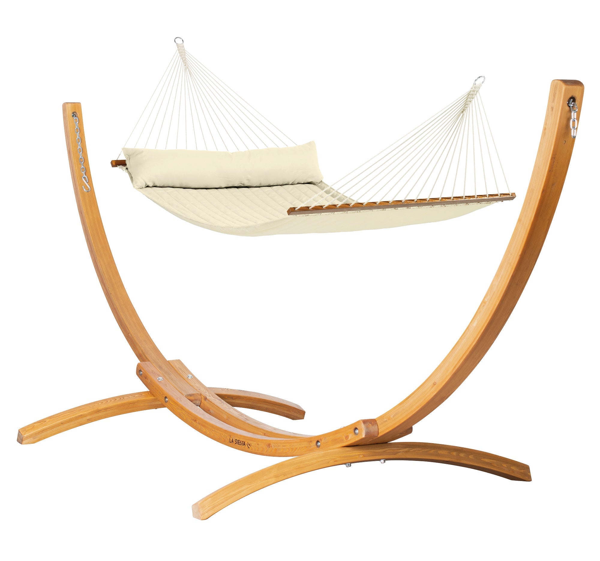 Elipso Outdoor R Padded Vanilla - Padded Kingsize Spreader Bar Hammock with FSC® certified Larch Stand
