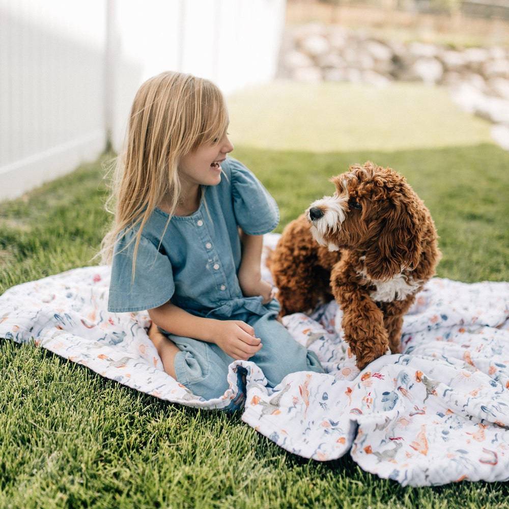 Narwhal + Hello Sunshine Classic Muslin Super Snuggle Blanket Super Snuggle Blanket Bebe au Lait   