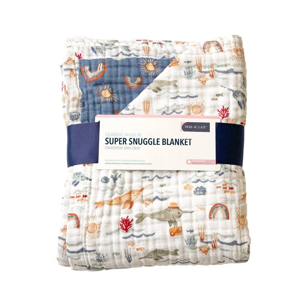 Narwhal + Hello Sunshine Classic Muslin Super Snuggle Blanket Super Snuggle Blanket Bebe au Lait   