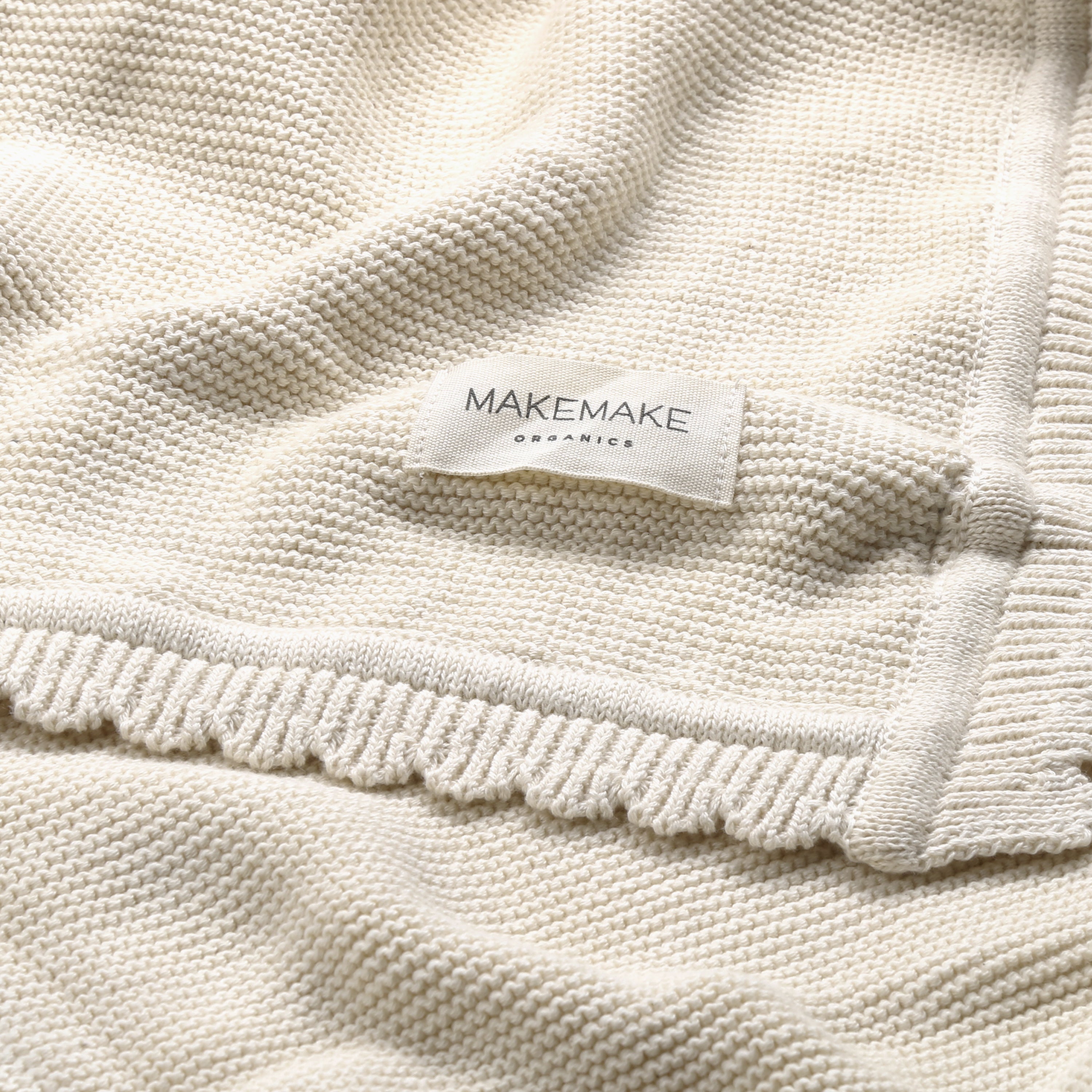 Organic Cotton Scalloped Baby Blanket - Vanilla Natural Scalloped Baby Blanket Makemake Organics   