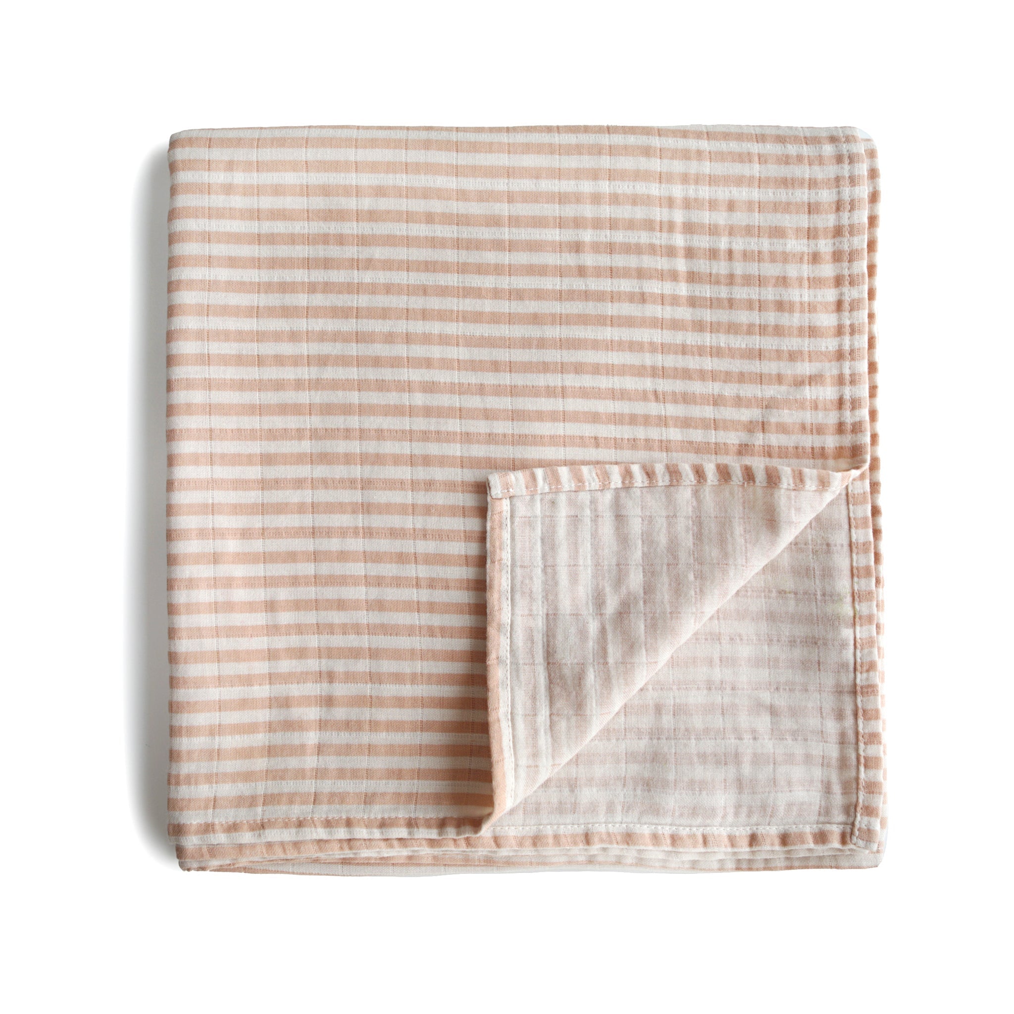 Organic Cotton Muslin Swaddle Blanket Swaddle Mushie Natural Stripe  