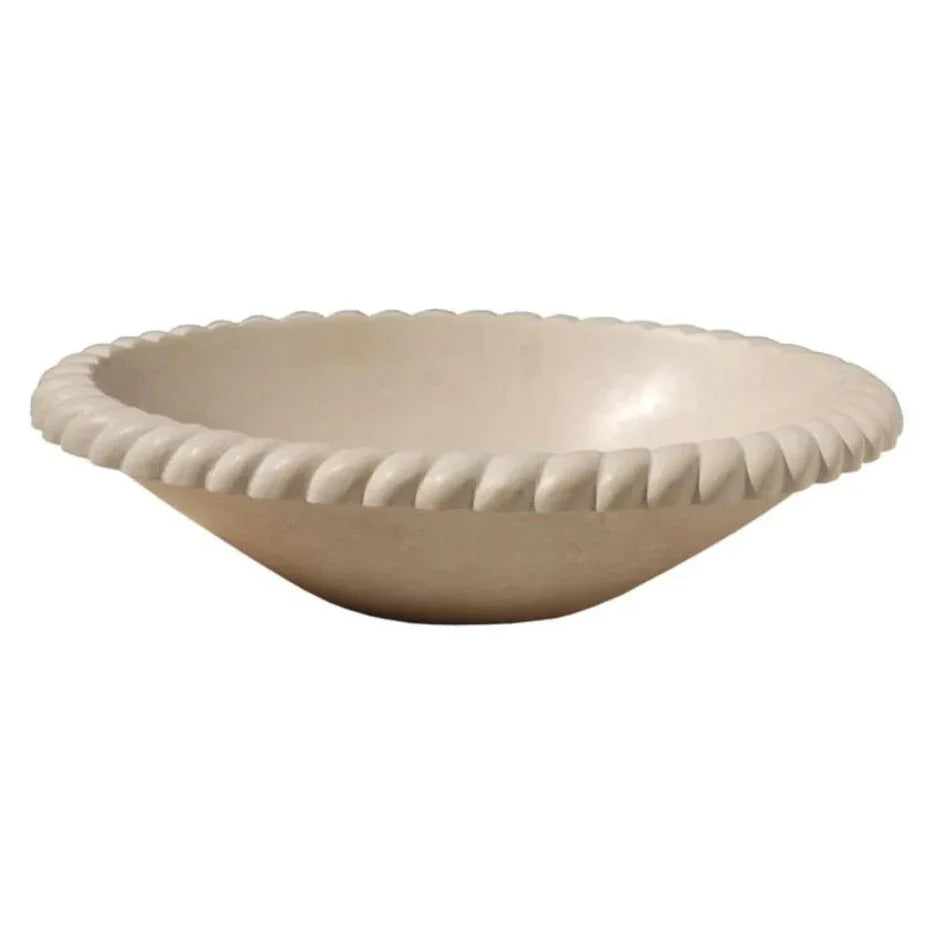 Champagne Limestone Oval Braid Self-rimming Above Vanity Bathroom Sink (W)18" (L)22" (H)6"