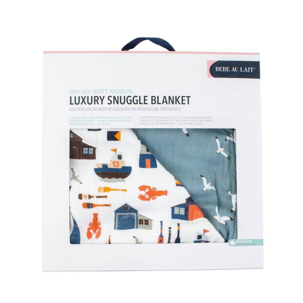 Nautical + Seagulls Oh So Soft Snuggle Blanket Snuggle Blanket Bebe au Lait   