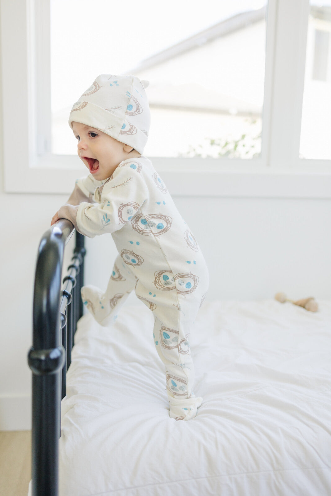 GOTS Certified Organic Cotton Zippy Footed - Quail Nest