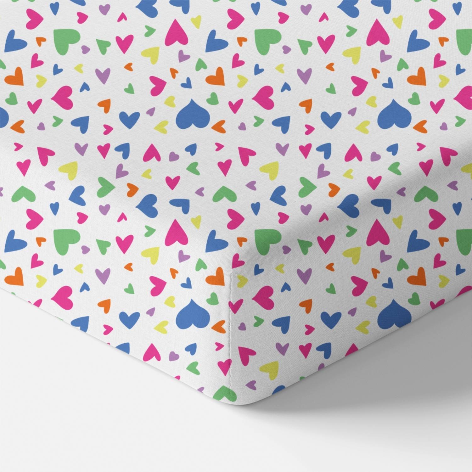 Organic Crib Sheet - Colorful Hearts Crib Sheets Norani Baby   