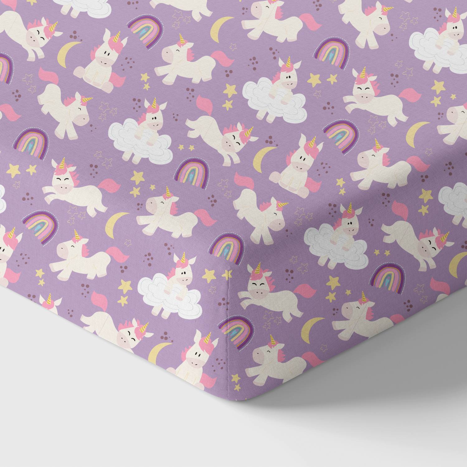 Organic Crib Sheet - Unicorns Crib Sheets Norani Baby   