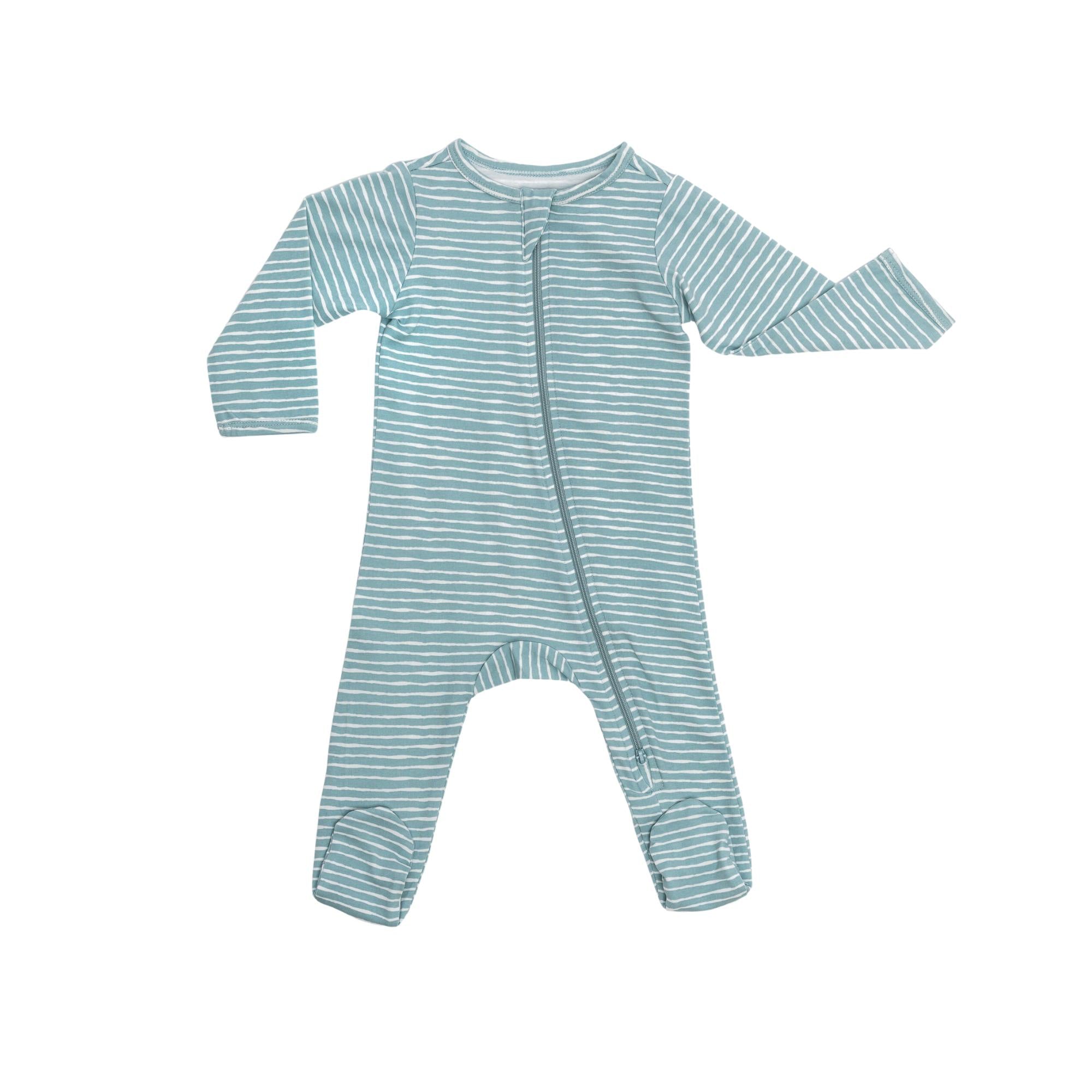 Organic Footie - Green Stripes Baby & Toddler Norani Baby   