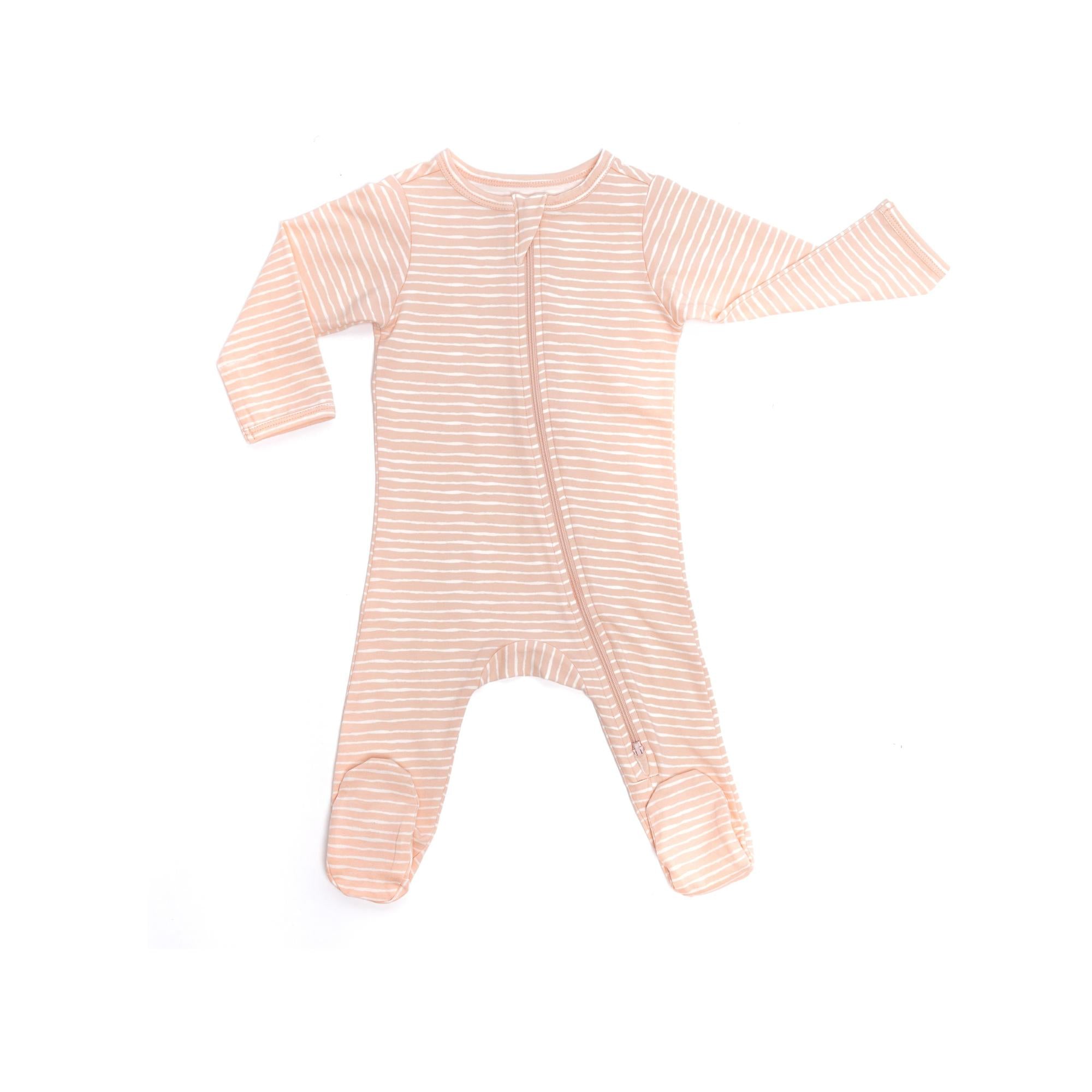 Organic Footie - Pink Stripes Baby & Toddler Norani Baby   