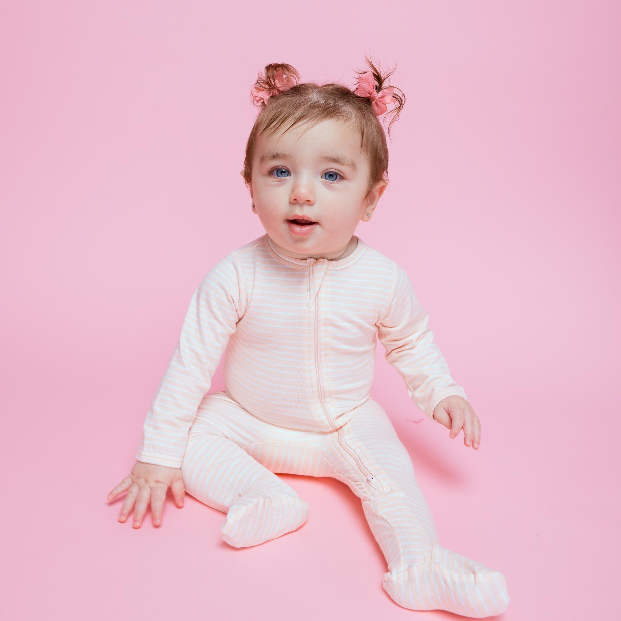 Organic Footie - Pink Stripes Baby & Toddler Norani Baby   